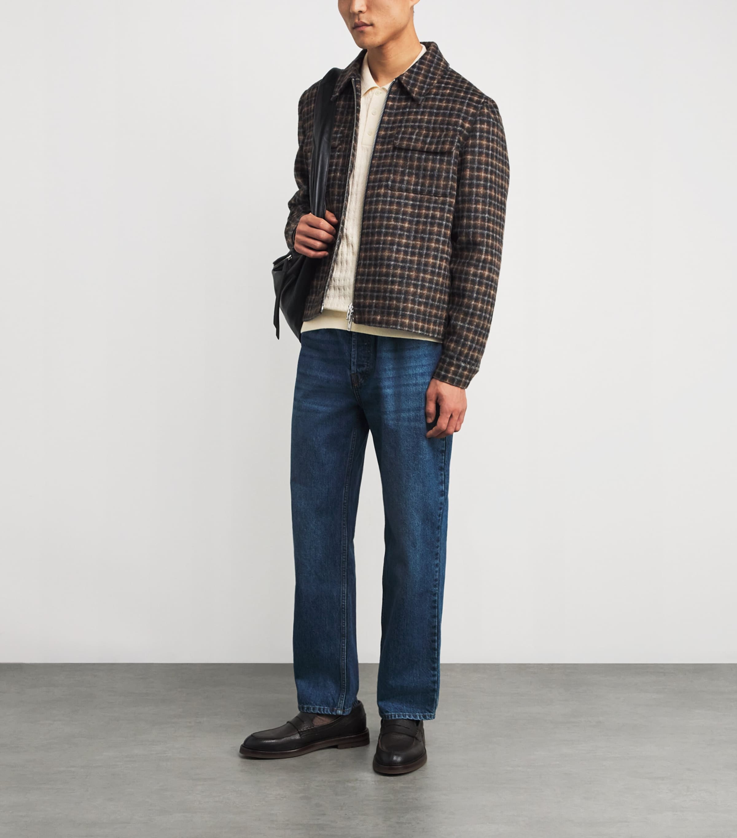 Wax London Mens Cotton-Cashmere Oban Polo Sweater Ecru Image 2