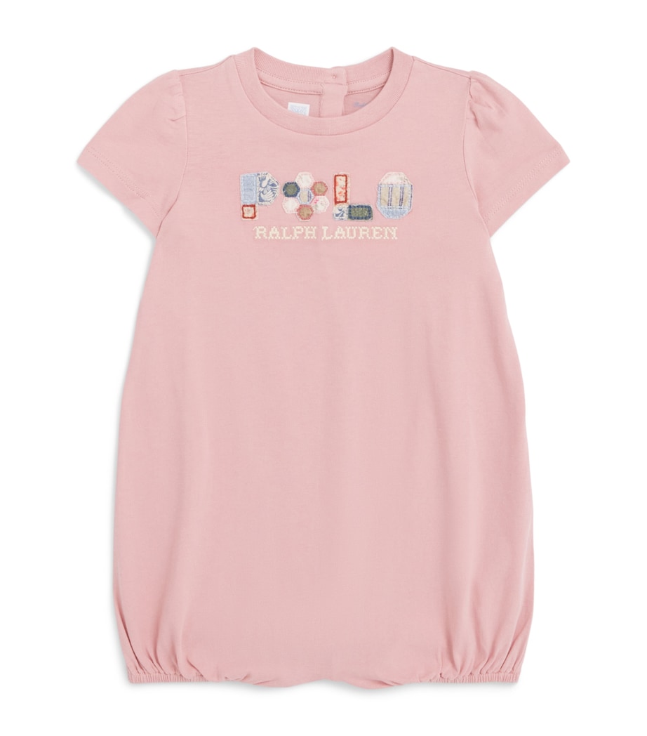 Ralph Lauren Kids Embroidered Patchwork Bodysuit (3-24 Months) Adirondack Rose Image 1