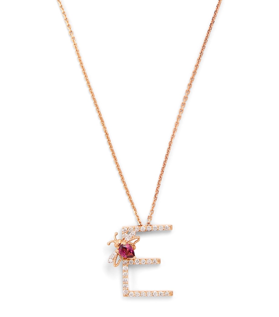 Rose Gold, Diamond and Amethyst Letter 'E' Necklace ROSE GOLD Image 1