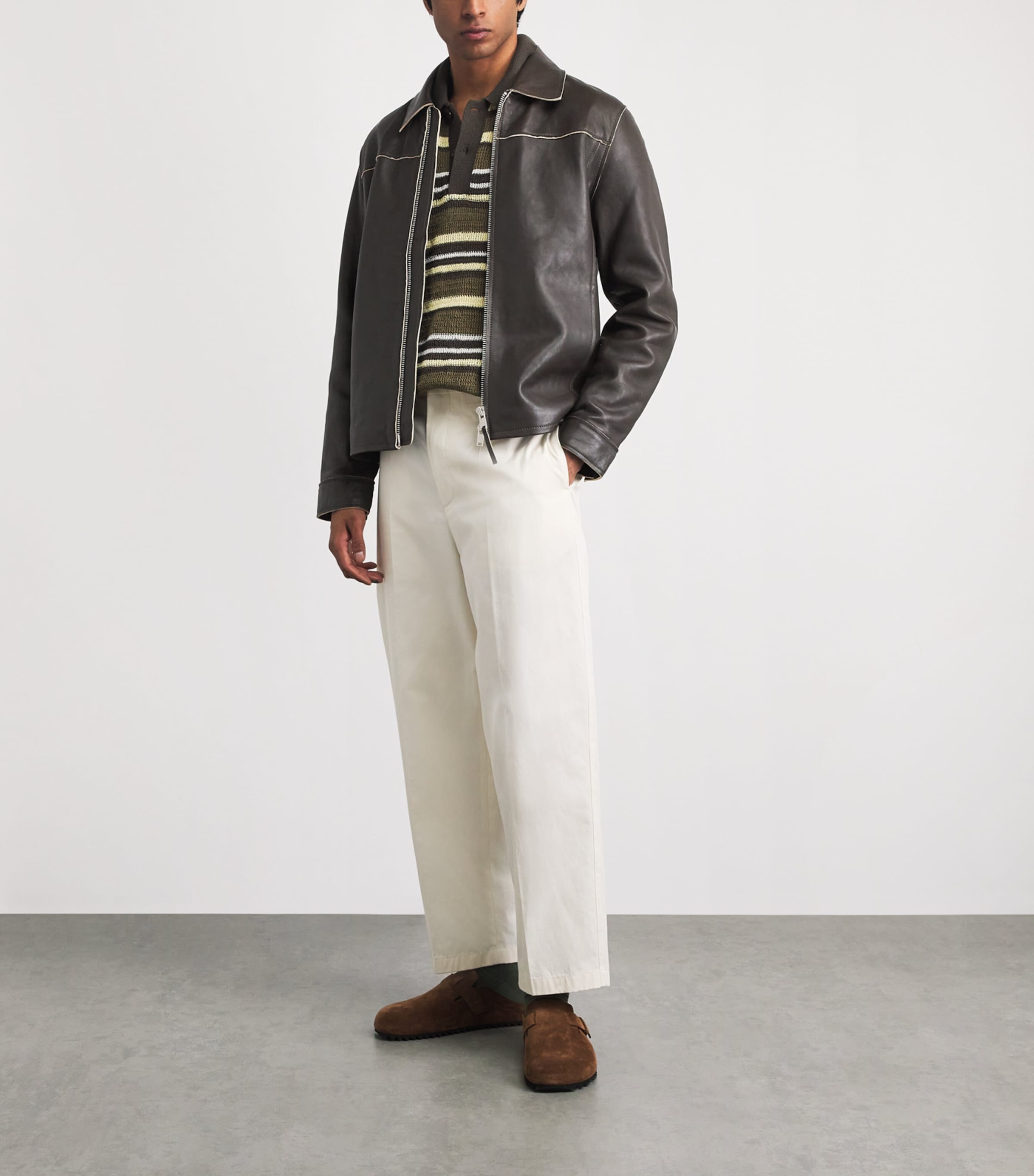 Leather Samilton Jacket BLACK OLIVE Image 2