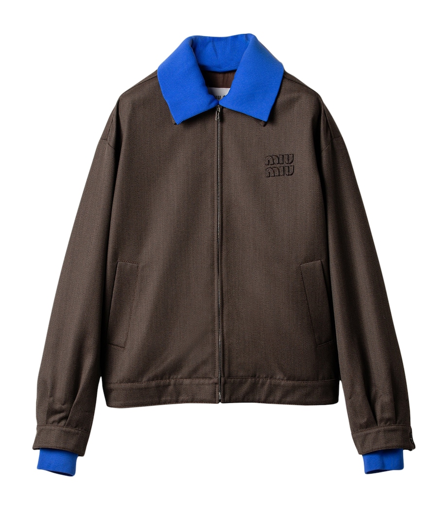 Miu Miu Womens Wool Layered Bomber Jacket Image 1
