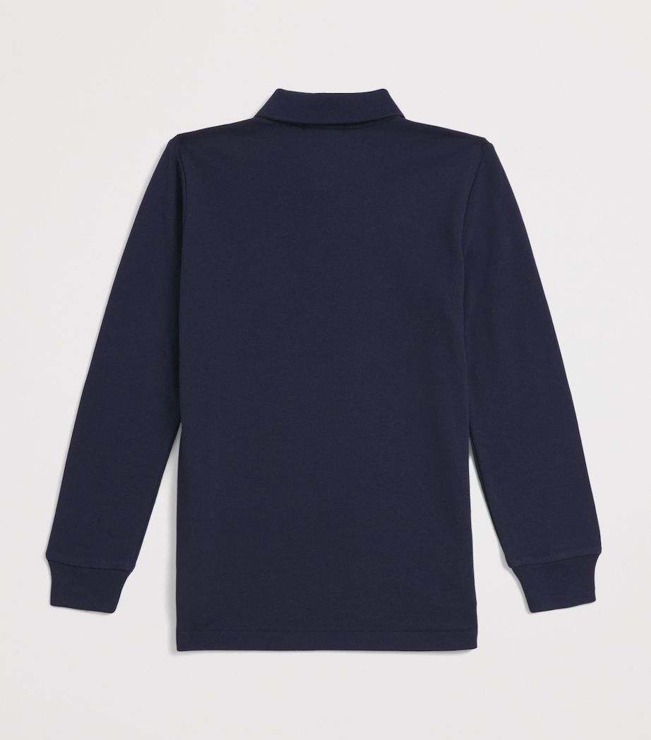 Cotton Long-Sleeve Polo Shirt (7-14 Years) NAVY Image 2