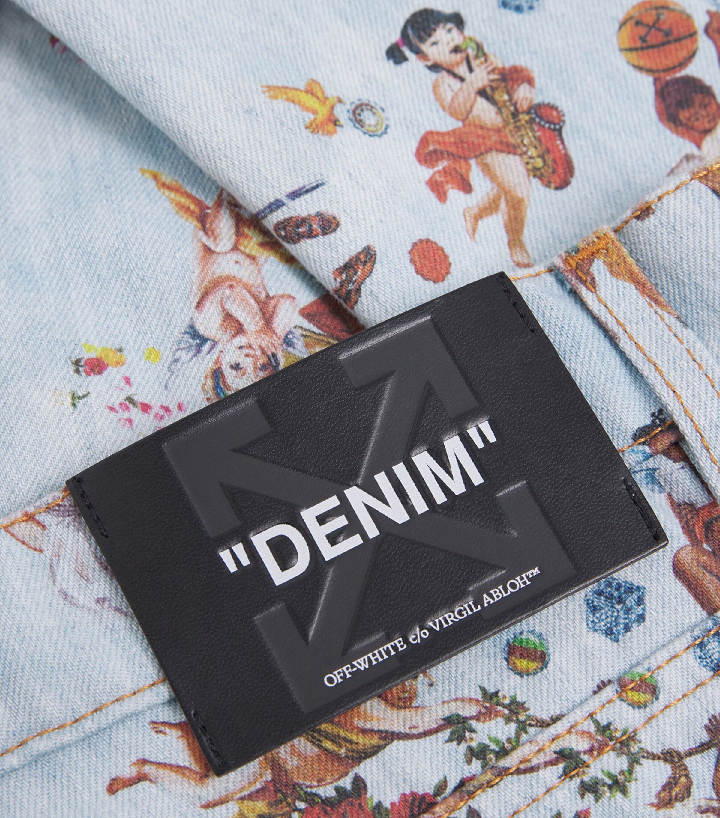 Off-White Mens Fresco Print Straight Jeans Image 5