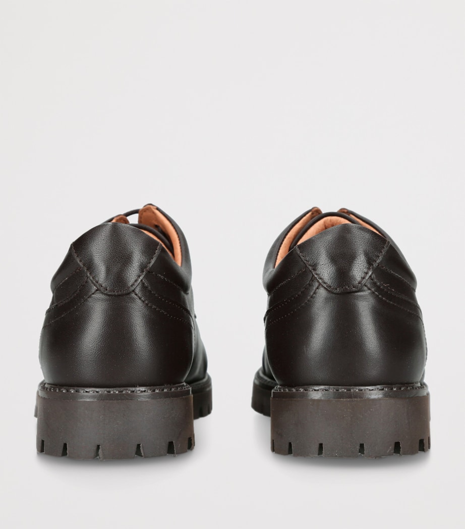 papouelli Leather Lace-Up Harry School Shoes Dark Brown Image 2
