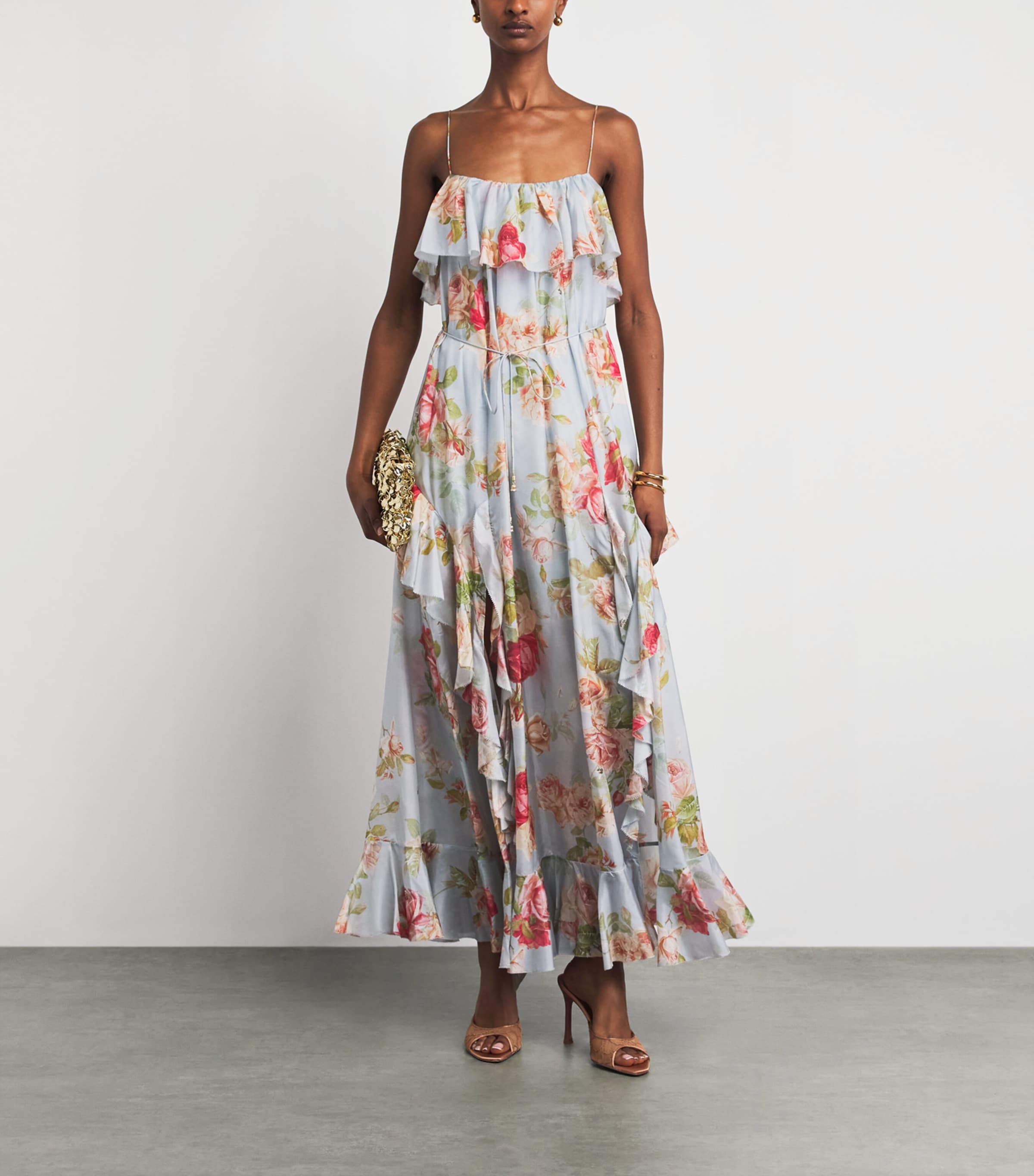 Zimmermann Womens Silk Floral Roselight Midi Dress Brsf Blue Rse Floral Image 2