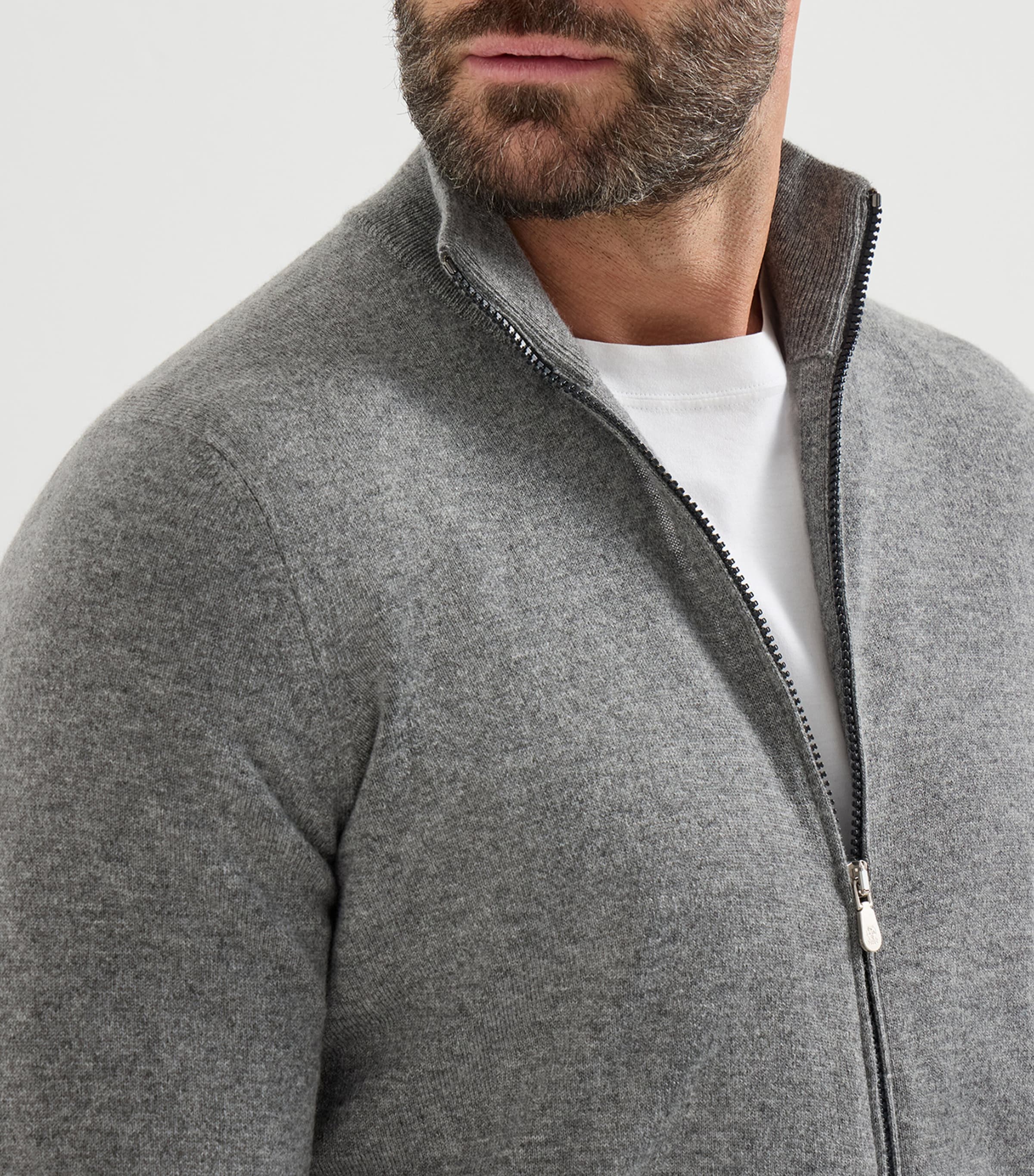 Brunello Cucinelli Mens Cashmere Two-Way Zip Cardigan Image 6