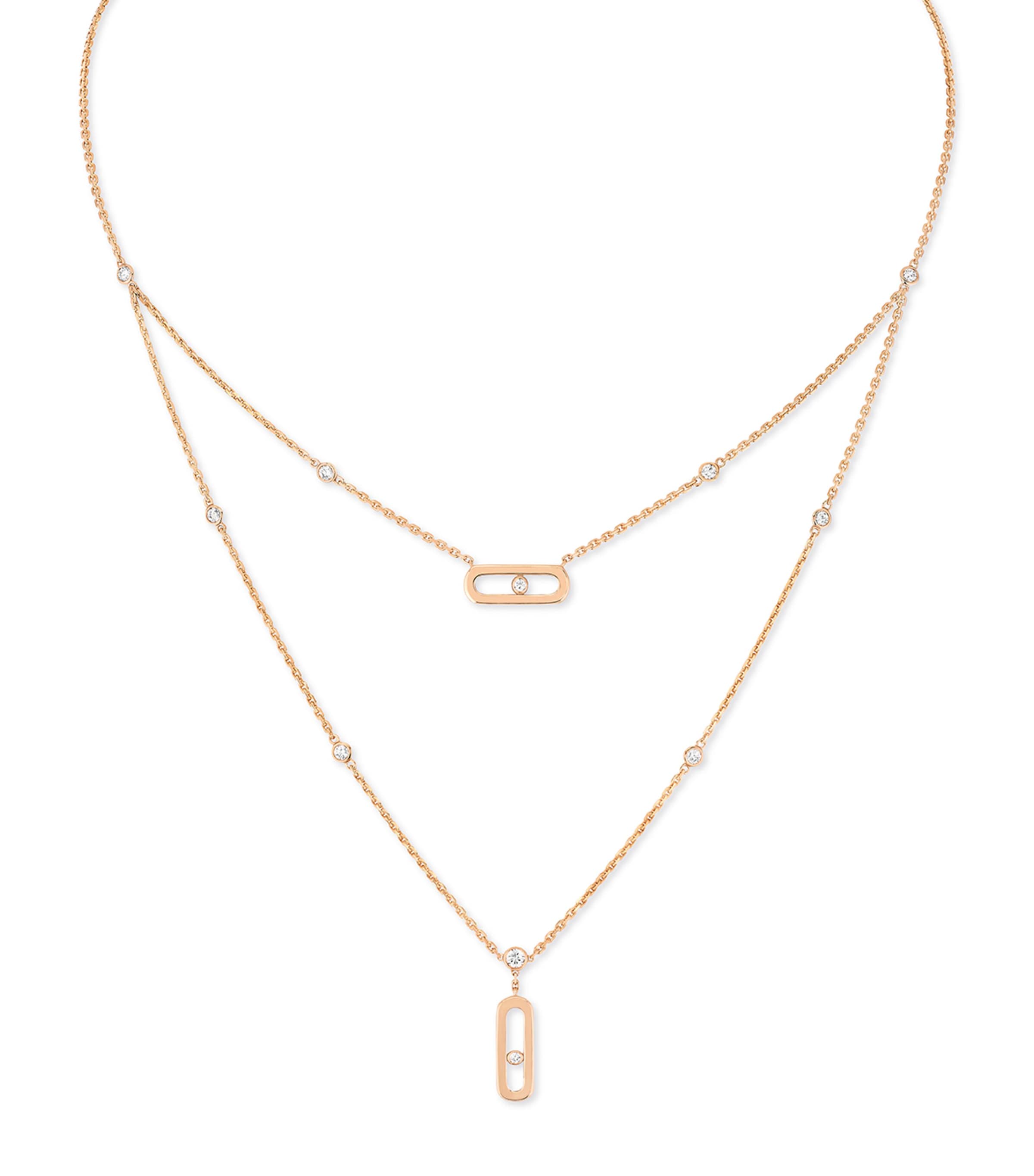 Rose Gold and Diamond Move Uno Necklace PINK GOLD Image 1