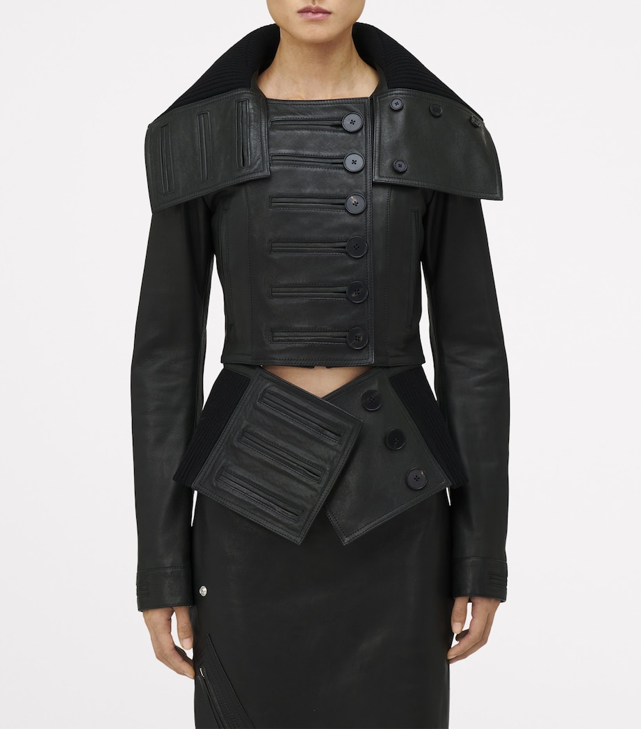 Exaggerated Buttonhole Leather Jacket 1000 Image 5