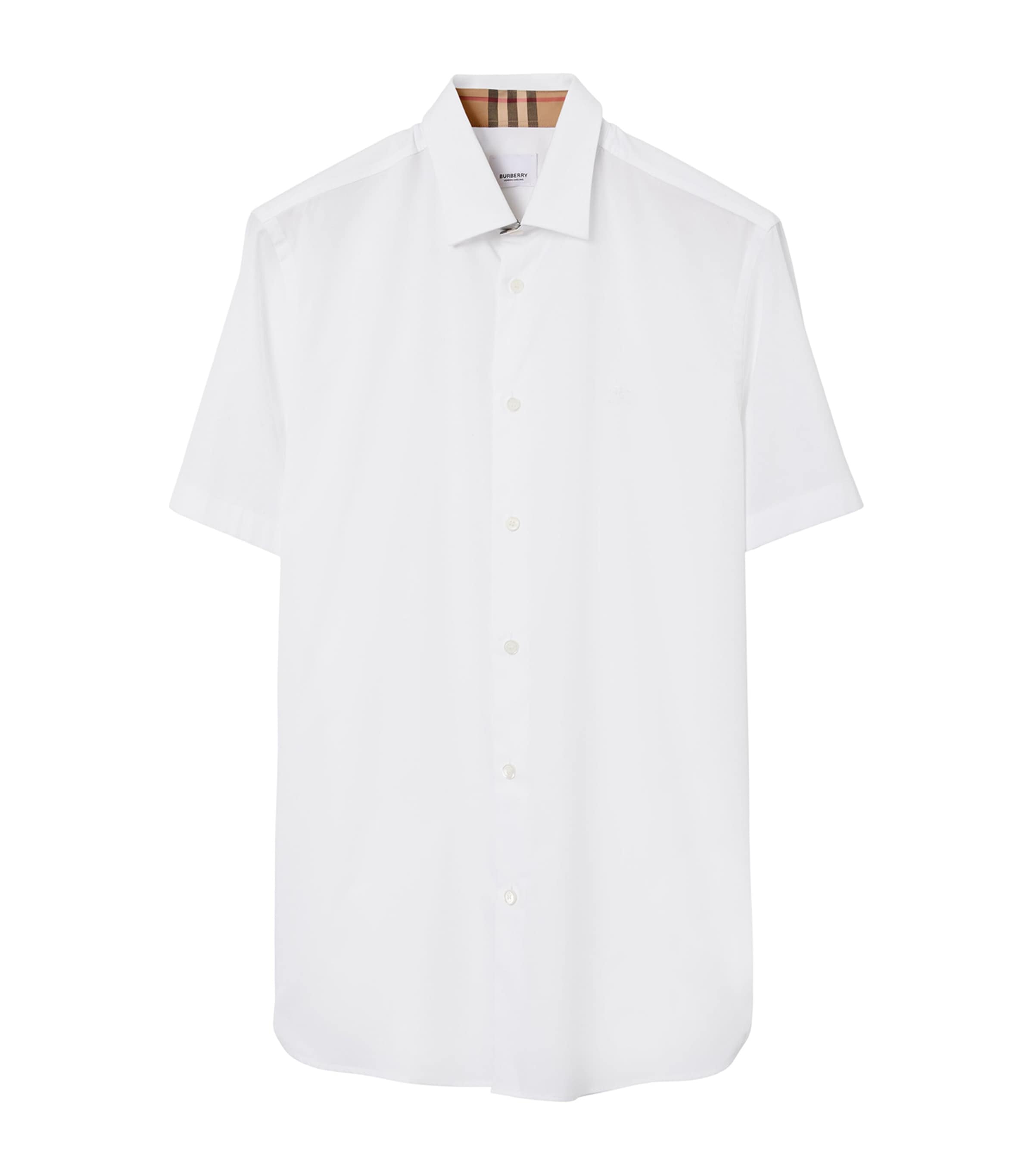 Burberry Stretch-cotton Ekd-embroidered Slim Shirt In White