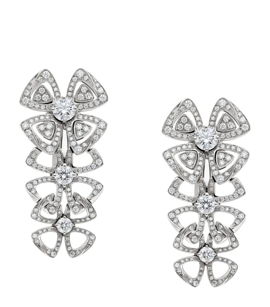 Bvlgari White Gold and Diamond Fiorever Pendant Earrings White Gold Image 1