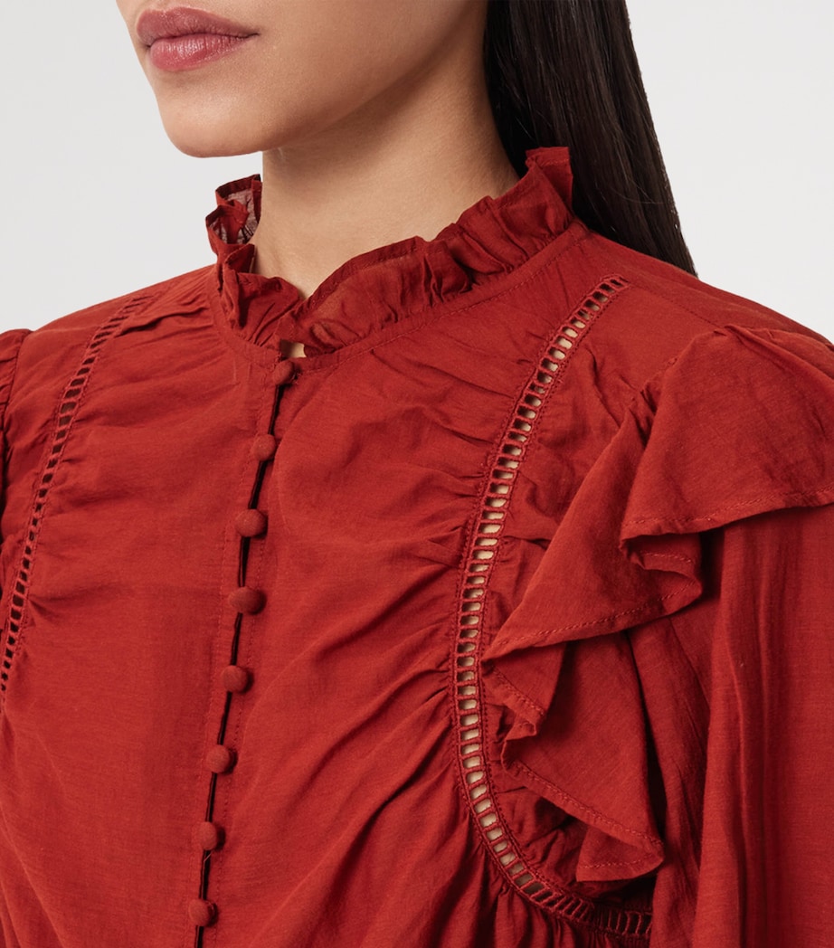 AllSaints Womens Ruffled Lima Blouse Paprika Red Image 5