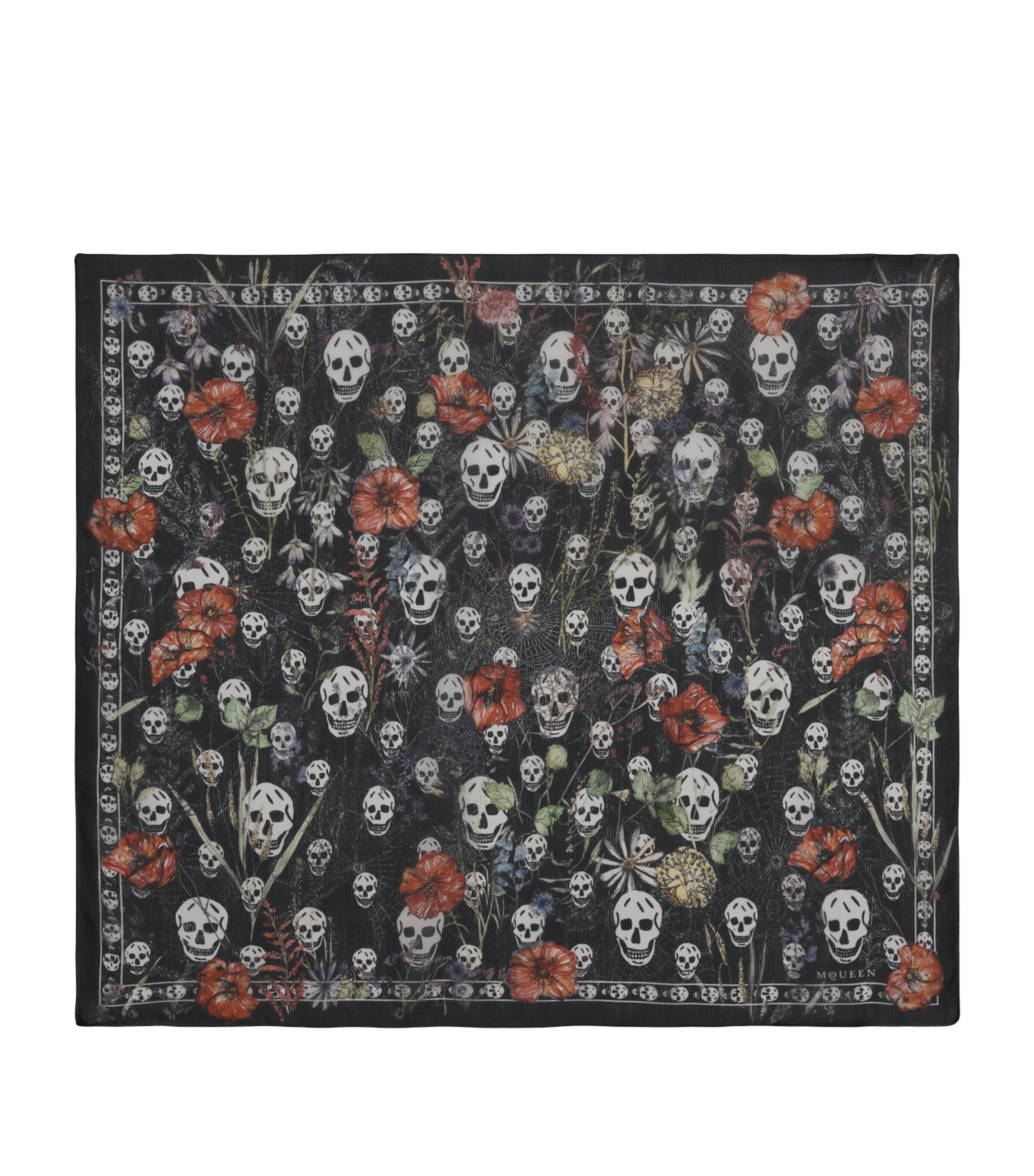 McQueen Silk Spider Floral Scarf Image 1