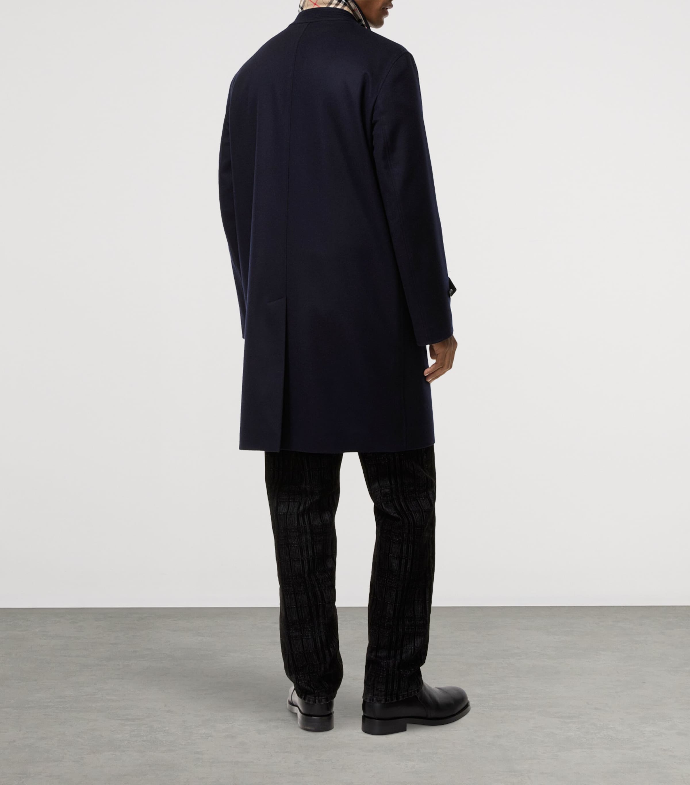 Burberry Mens Cashmere Mid-Length Car Coat Navy Image 3