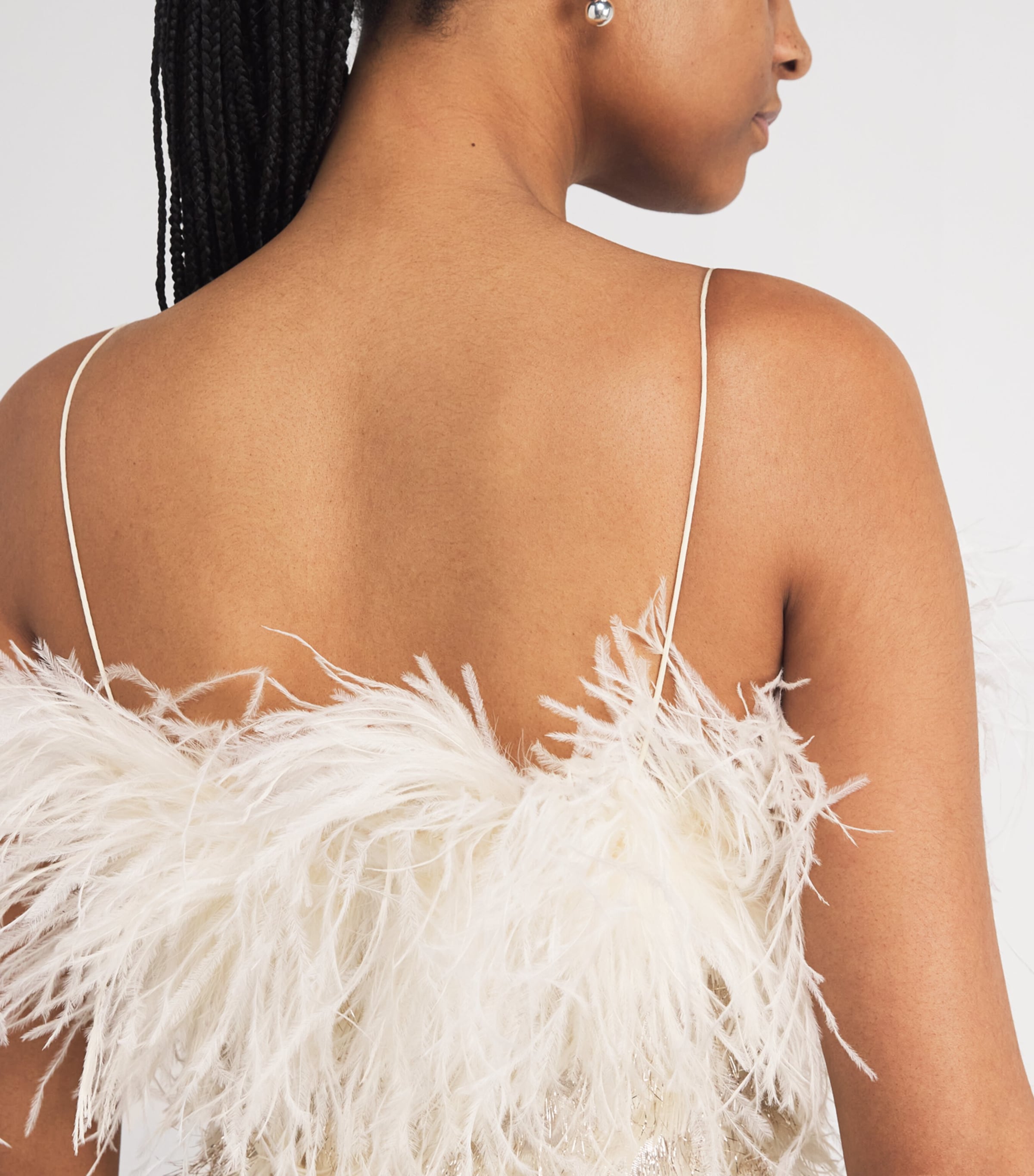 Ostrich Feather Sunset Boulevard Midi Dress WHITE Image 6