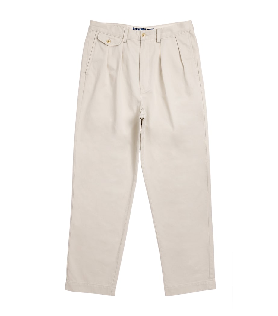 Polo Ralph Lauren Mens Cotton Pleated Whitman Chinos New Stone Image 1