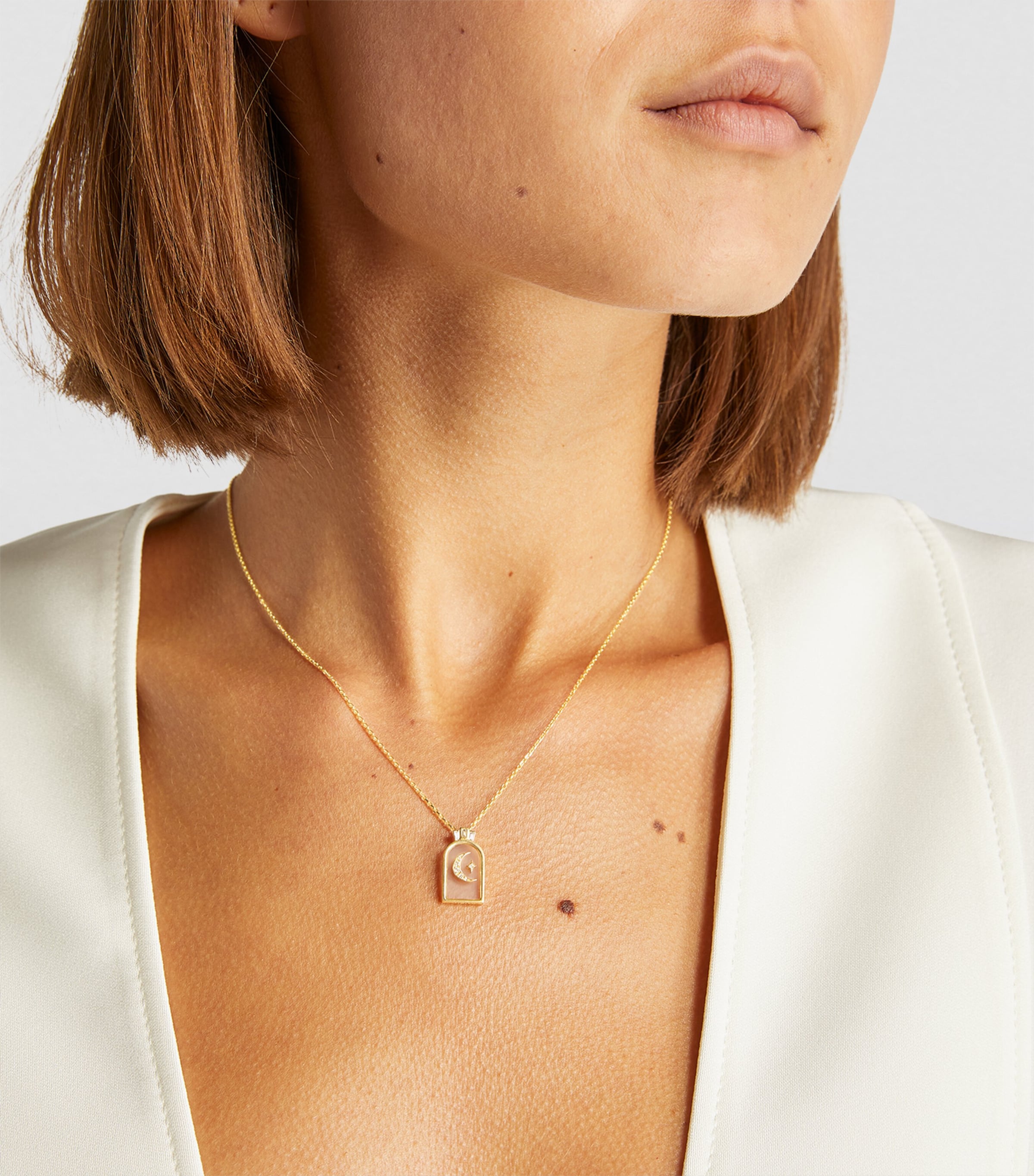 L'ATELIER NAWBAR Yellow Gold and Diamond Biladi Hilal Necklace Image 3
