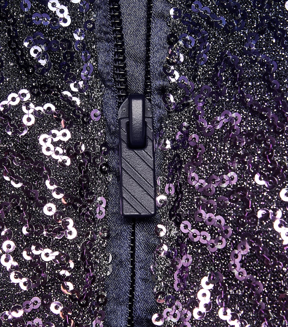 Billieblush Sequin Bomber Jacket (4-12 Years) Navy Image 3
