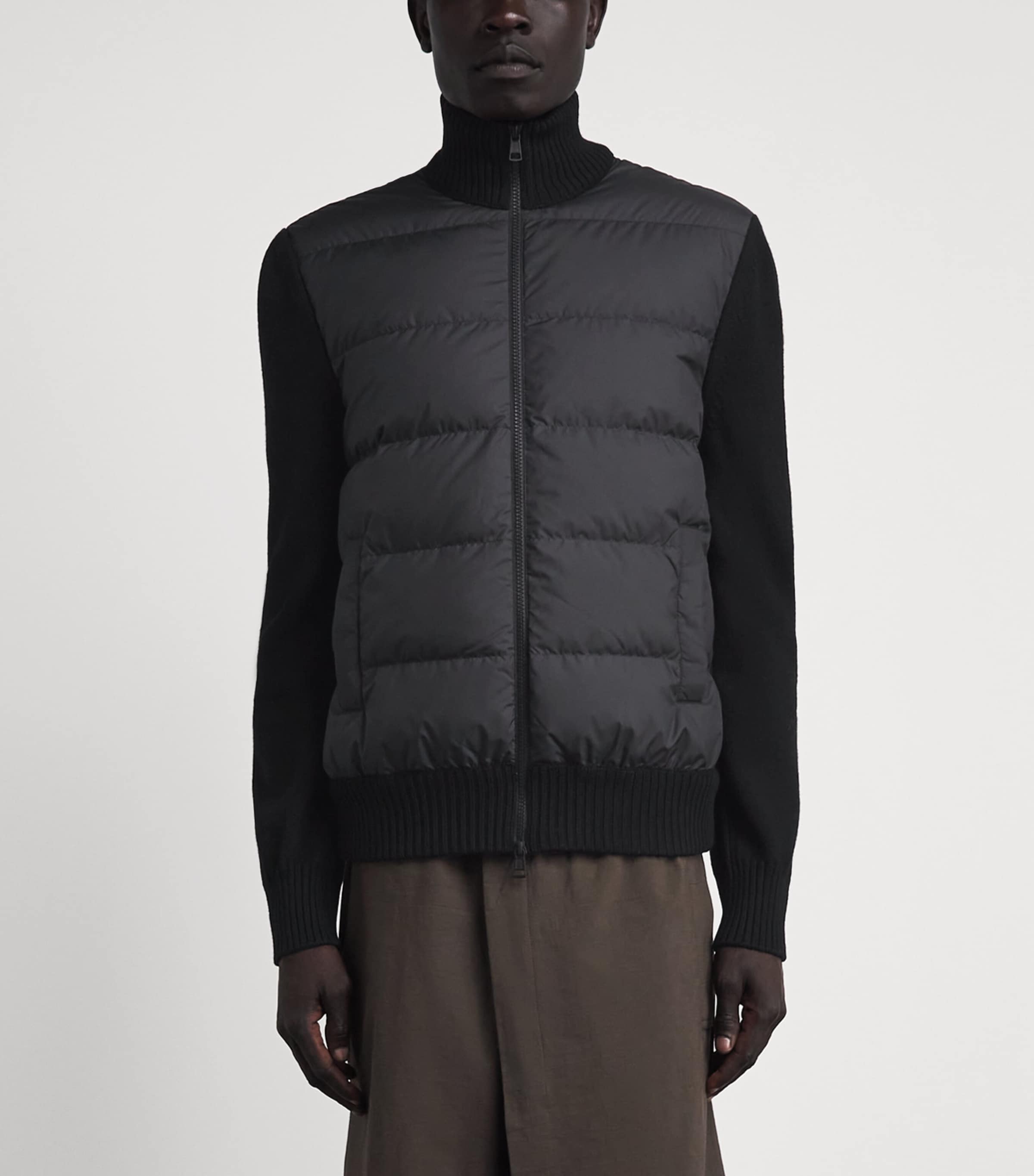 MONCLER M ハイブリッド カーディガン ブラック Moncler Black Down Hybrid Cardigan | Harrods UK