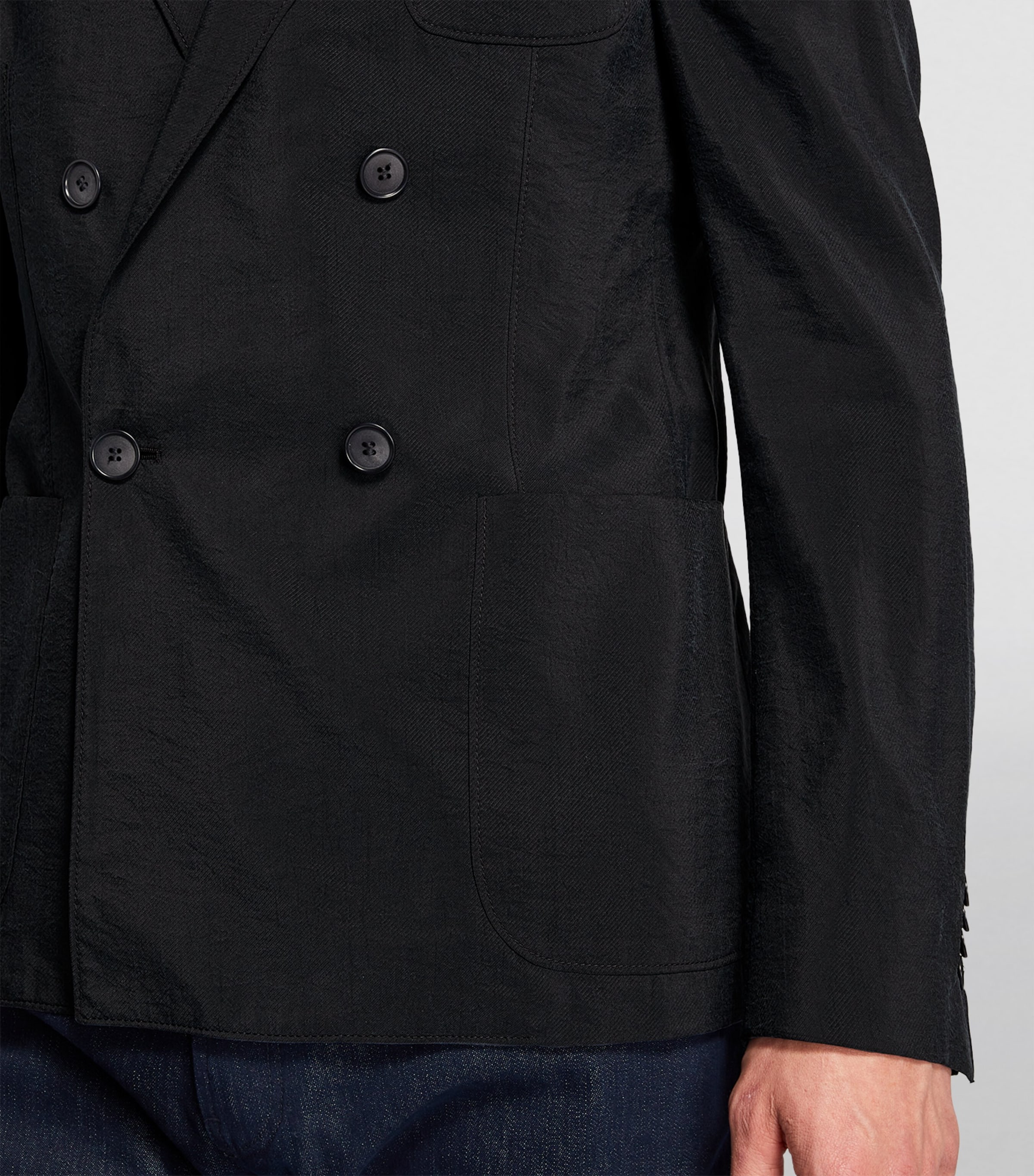 Silk-Blend Double-Breasted Blazer UBWF Image 6