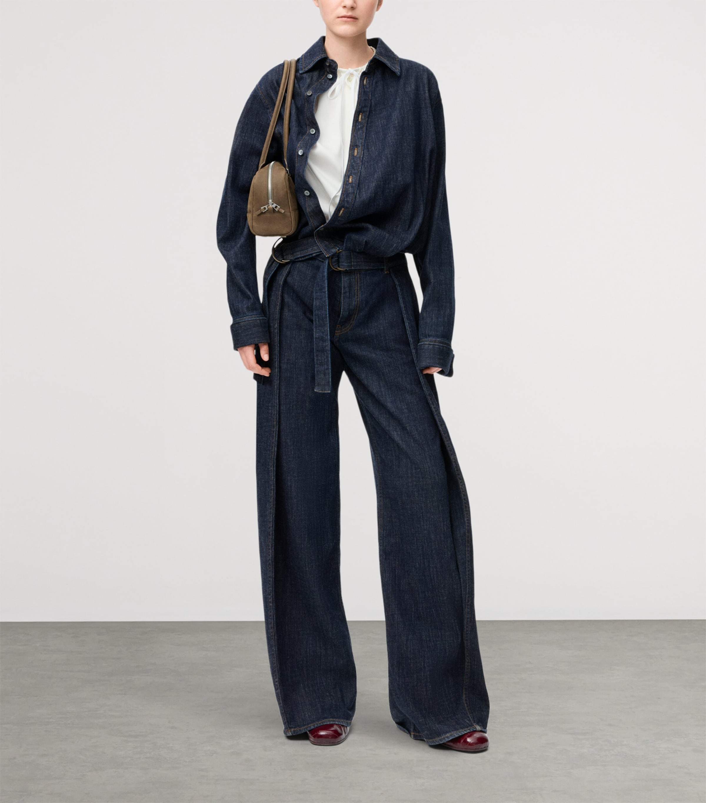 Cotton-Blend Draped Shirt INDIGO BLUE Image 2