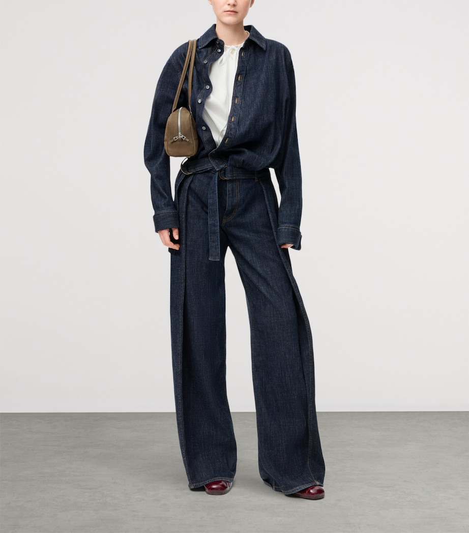 Cotton-Blend Draped Shirt INDIGO BLUE Image 2