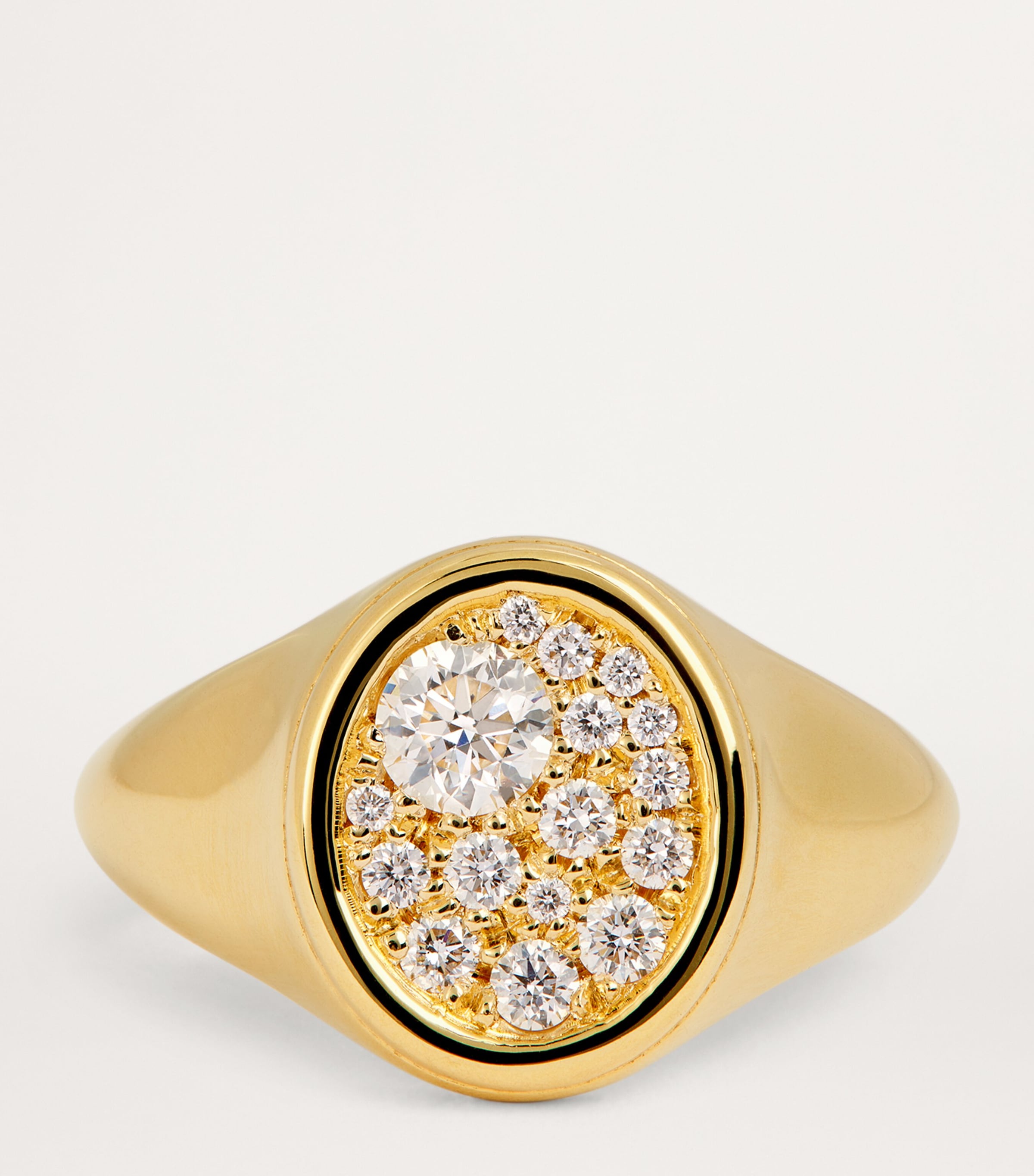 Yellow Gold and Diamond Forget Me Not Signet Ring YELLOW GOLD Image 4