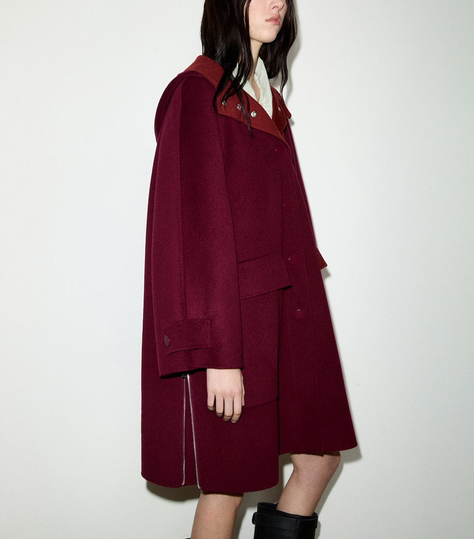 MAX&Co. Womens Wool Hooded Coat Bordeaux Image 4