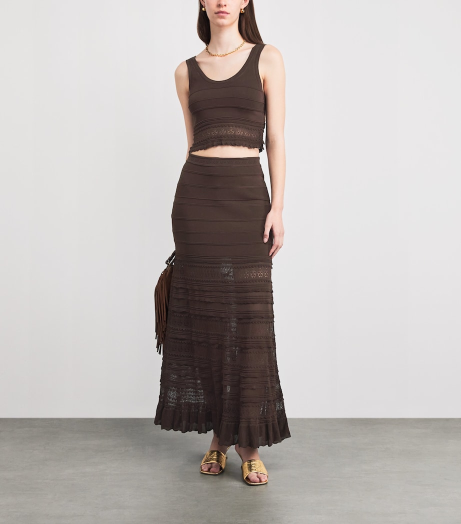 Sandro Paris Womens Panelled Maxi Skirt Brown Image 2