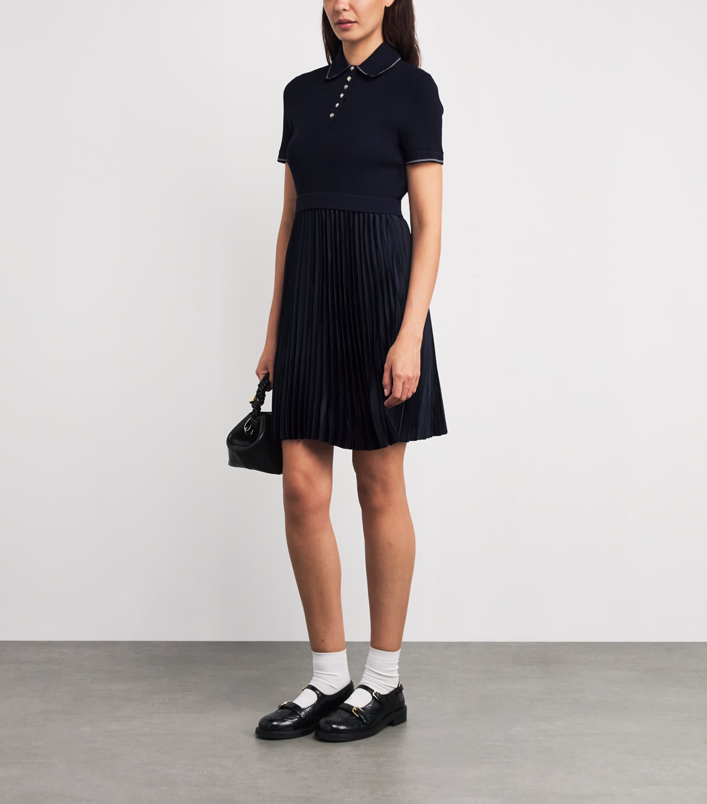 Pleated-Skirt Polo Mini Dress NAVY Image 2