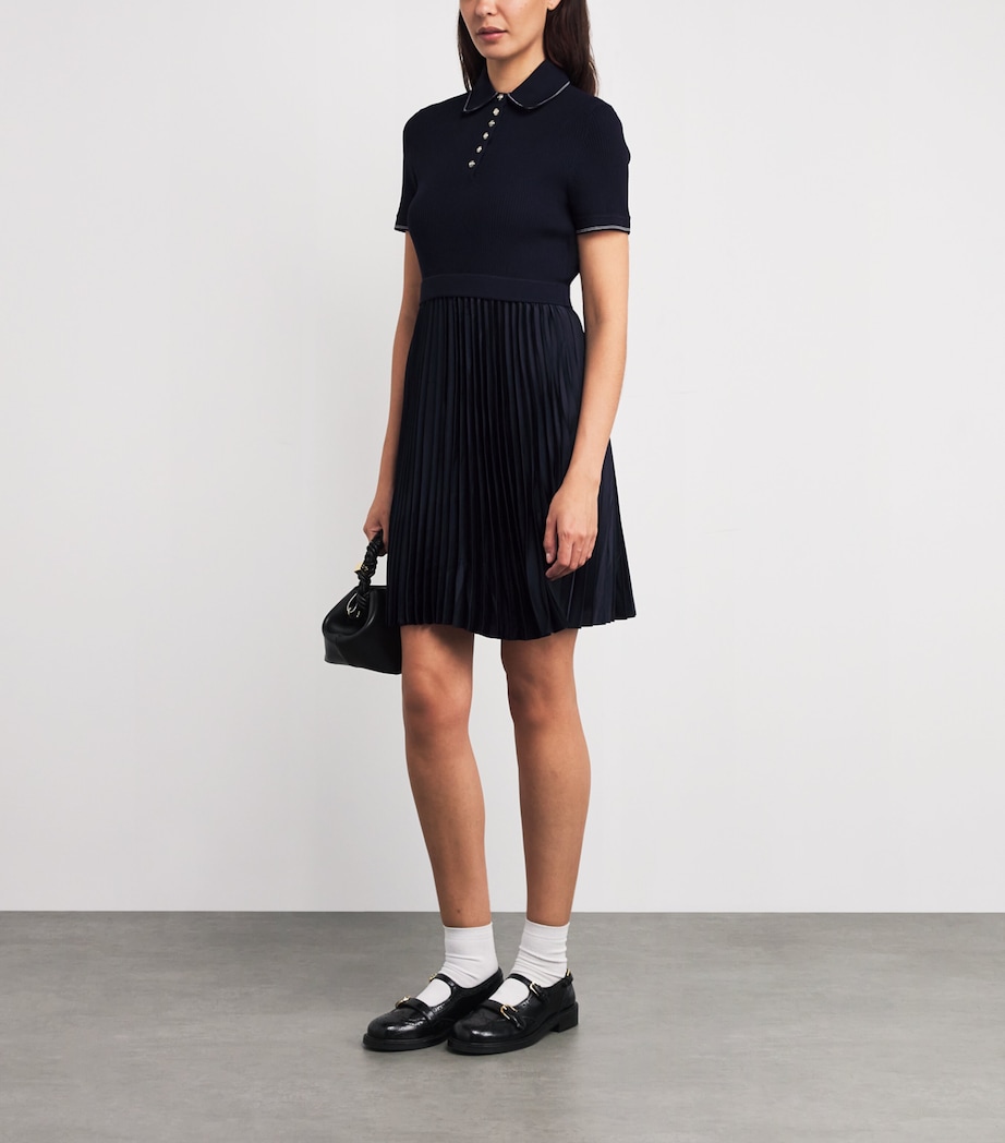 Pleated-Skirt Polo Mini Dress NAVY Image 2