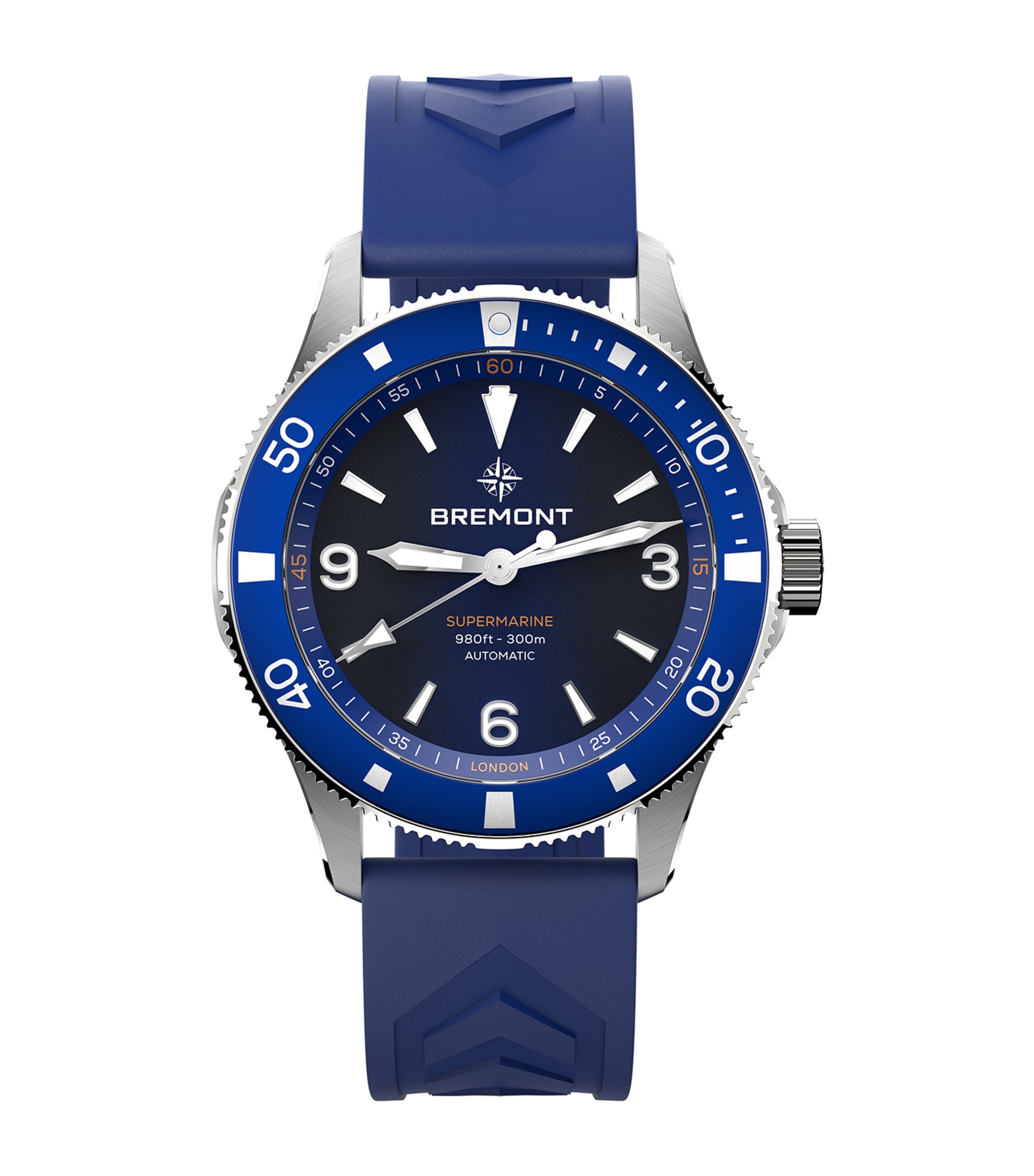 Bremont Stainless Steel and Rubber 300m Supermarine Watch 40mm Blue Image 1