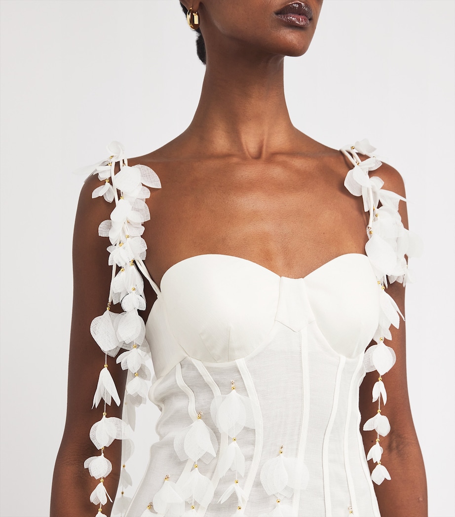 Linen-Silk Petal Midi Dress IVO IVORY Image 4