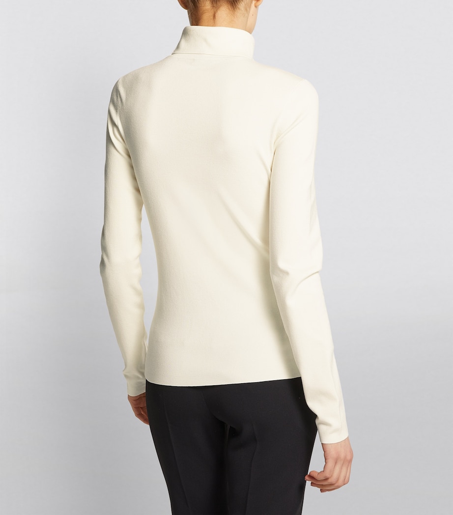 Silk Stretch High Neck Top IVORY Image 5