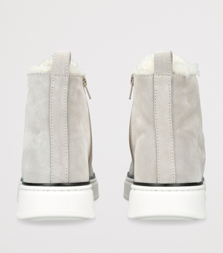 Suede Shearling-Lined High-Top Sneakers TAUPE Image 2