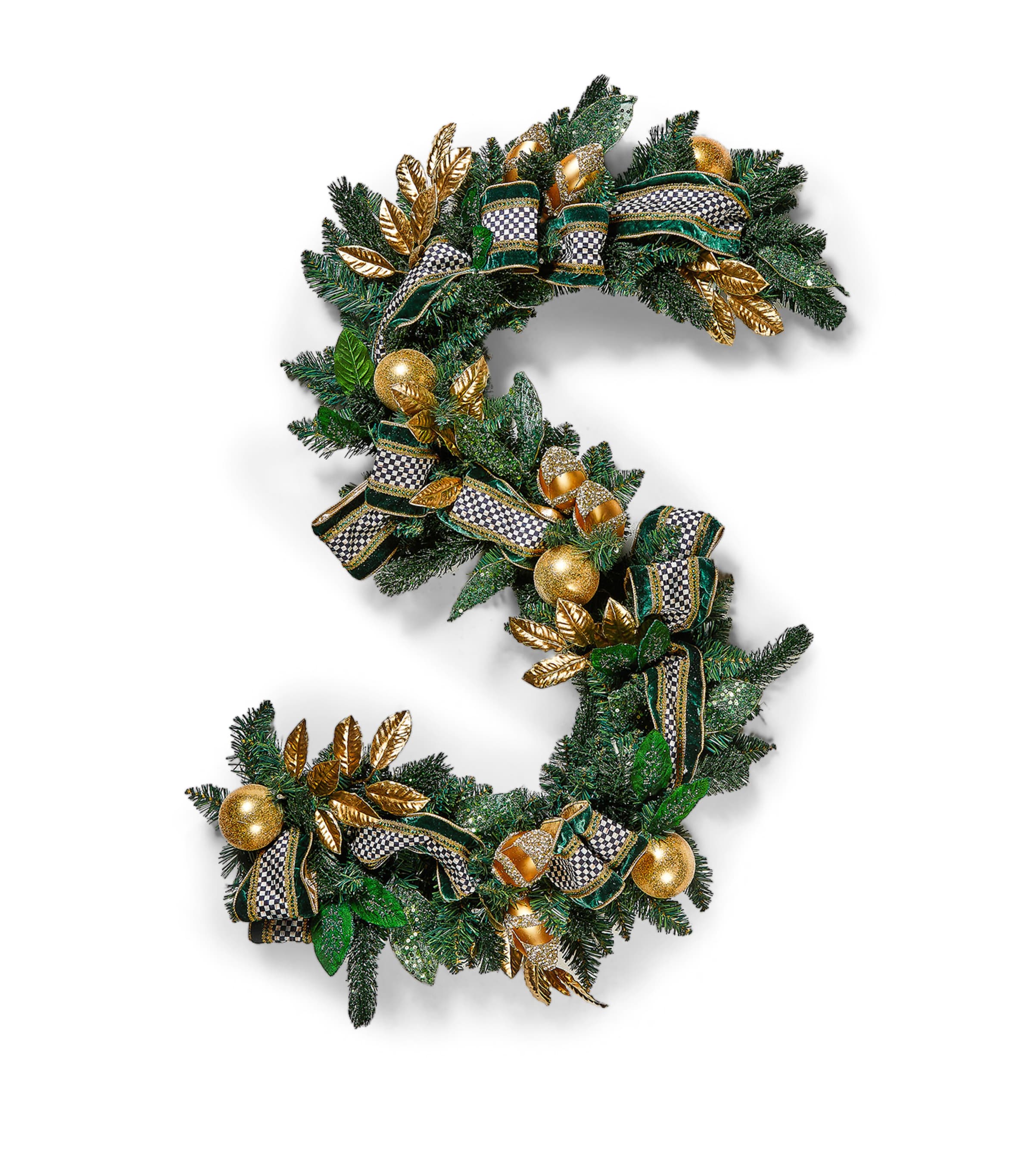 MACKENZIE-CHILDS LIGHT-UP EMERALD GARLAND 