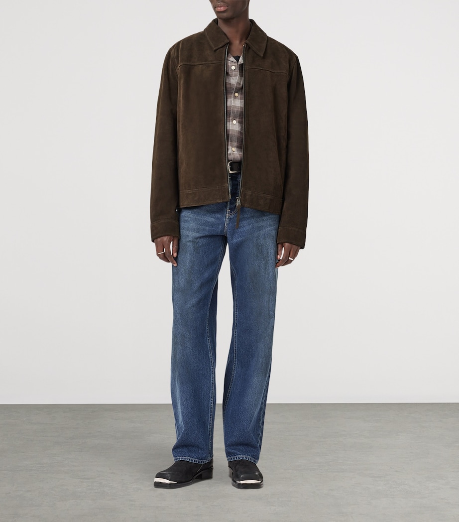 AllSaints Mens Rhone Leather Jacket Cocoa Brown Image 2