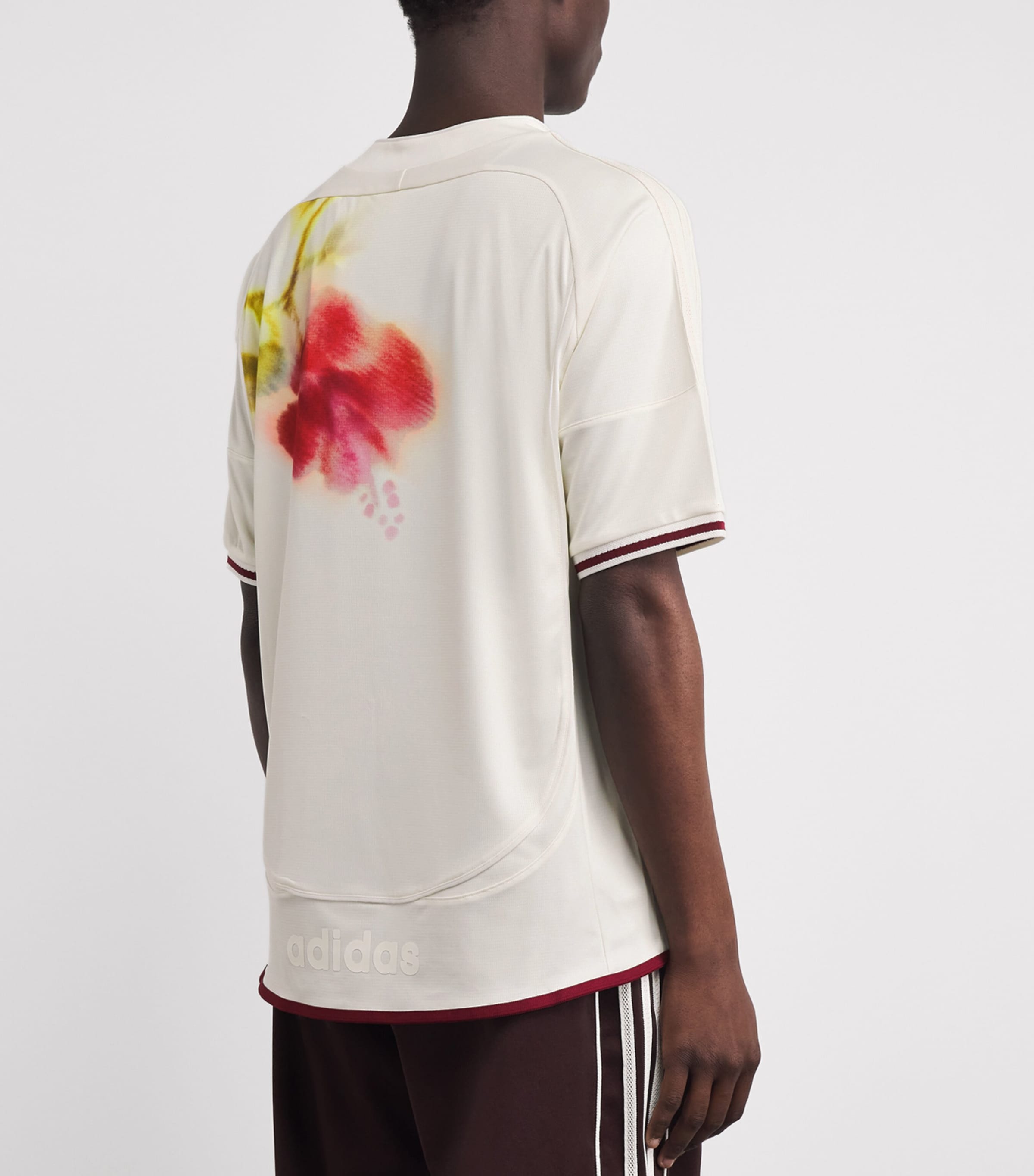 adidas Mens x Wales Bonner Floral Print Football T-Shirt Cwhite Image 5