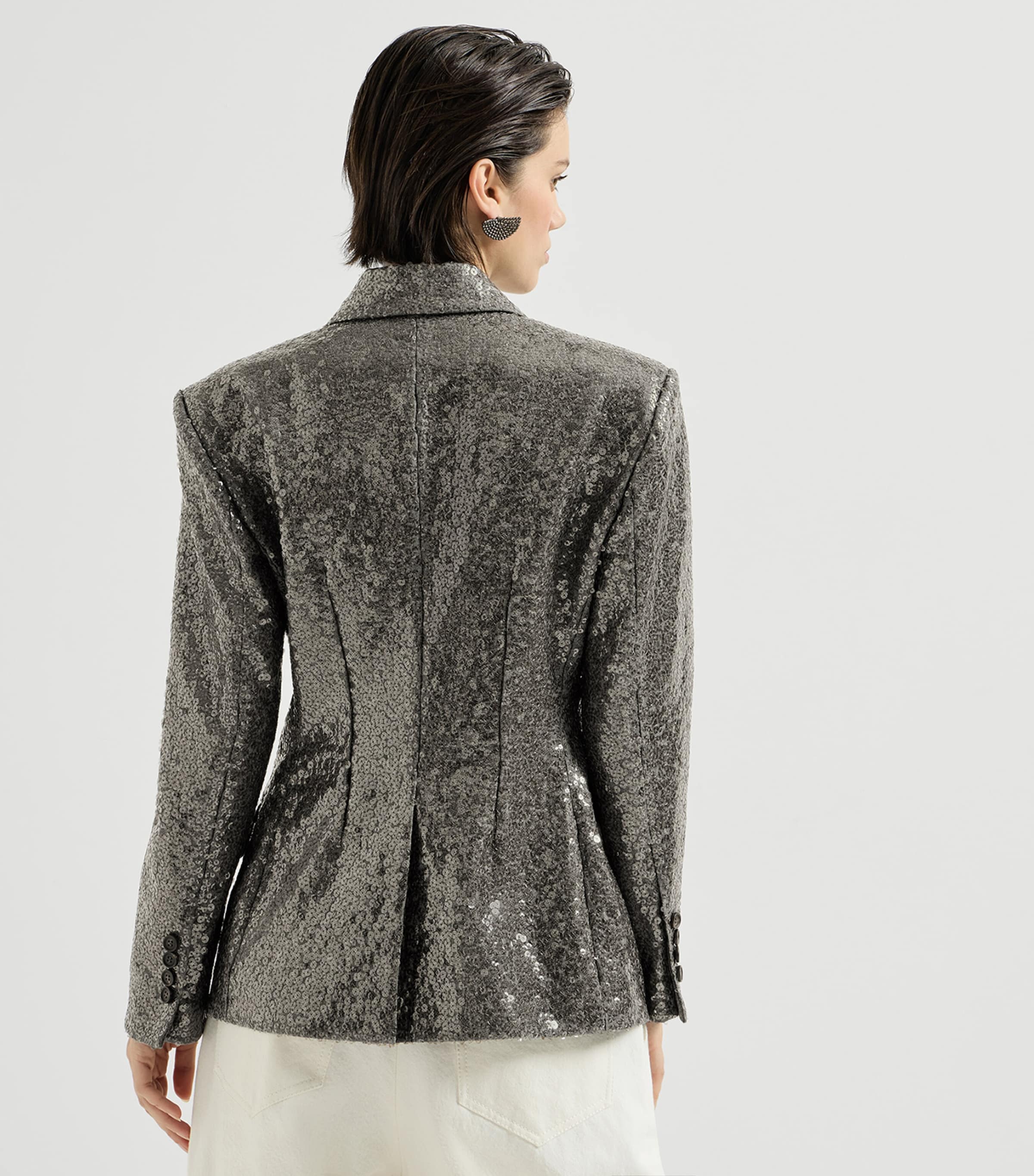Brunello Cucinelli Womens Virgin Wool Sequin Blazer Image 3