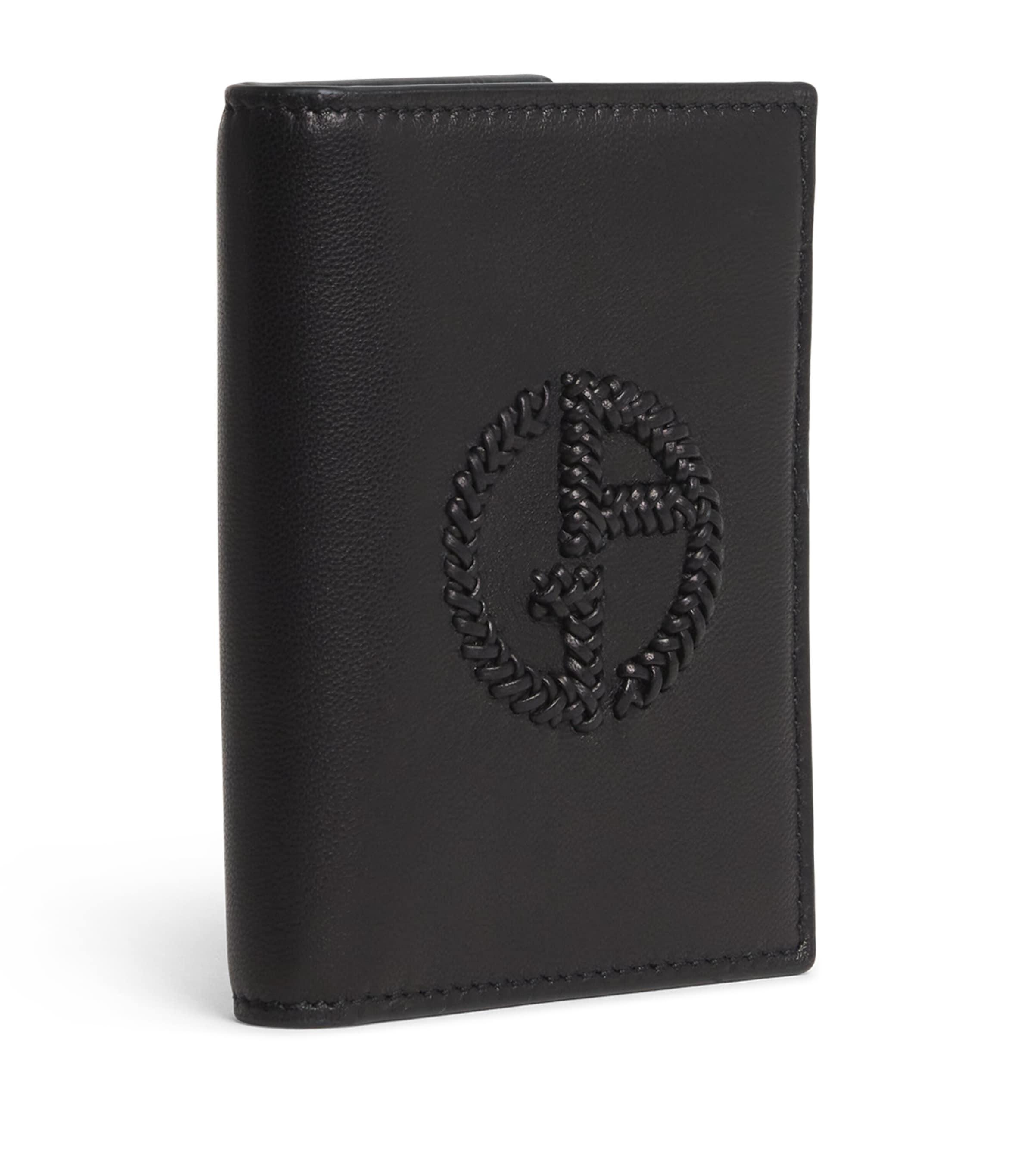 Giorgio Armani Leather Logo Wallet In Black