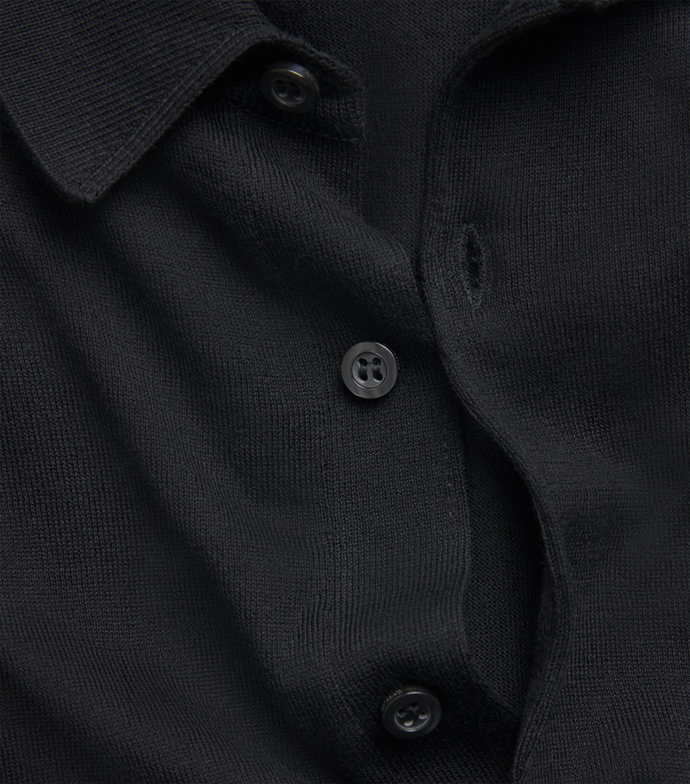 Sea Island Cotton Adrian Polo Shirt BLACK Image 2