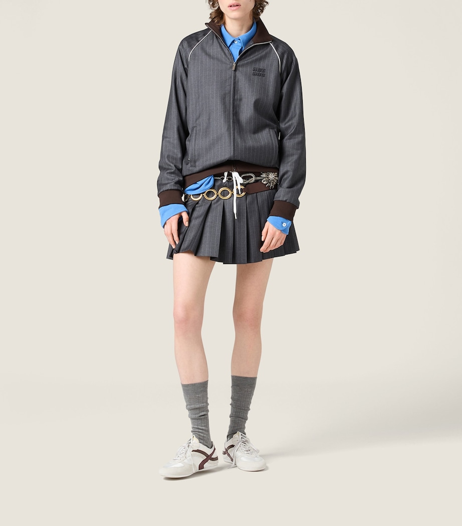 Wool Pinstripe Bomber Jacket F0480 Image 2