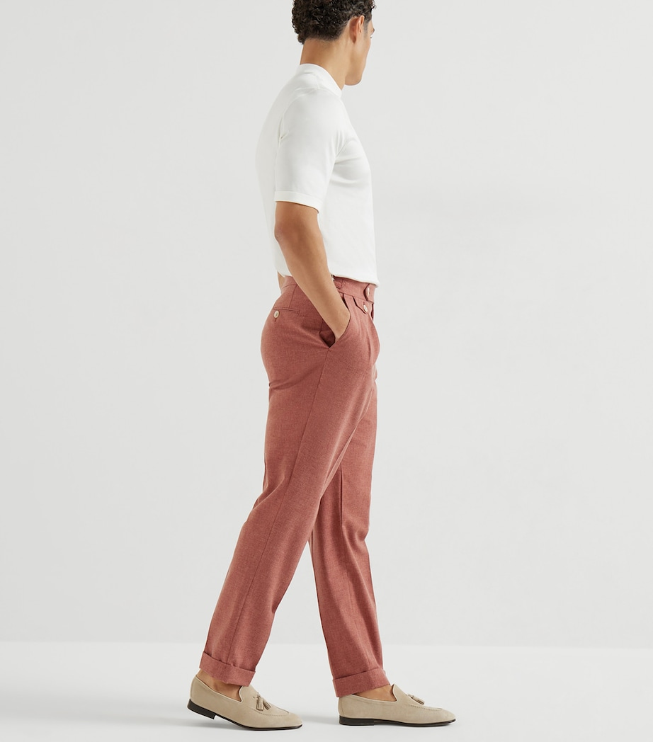 Brunello Cucinelli Mens Wool-Cotton-Silk Tailored Trousers Image 3