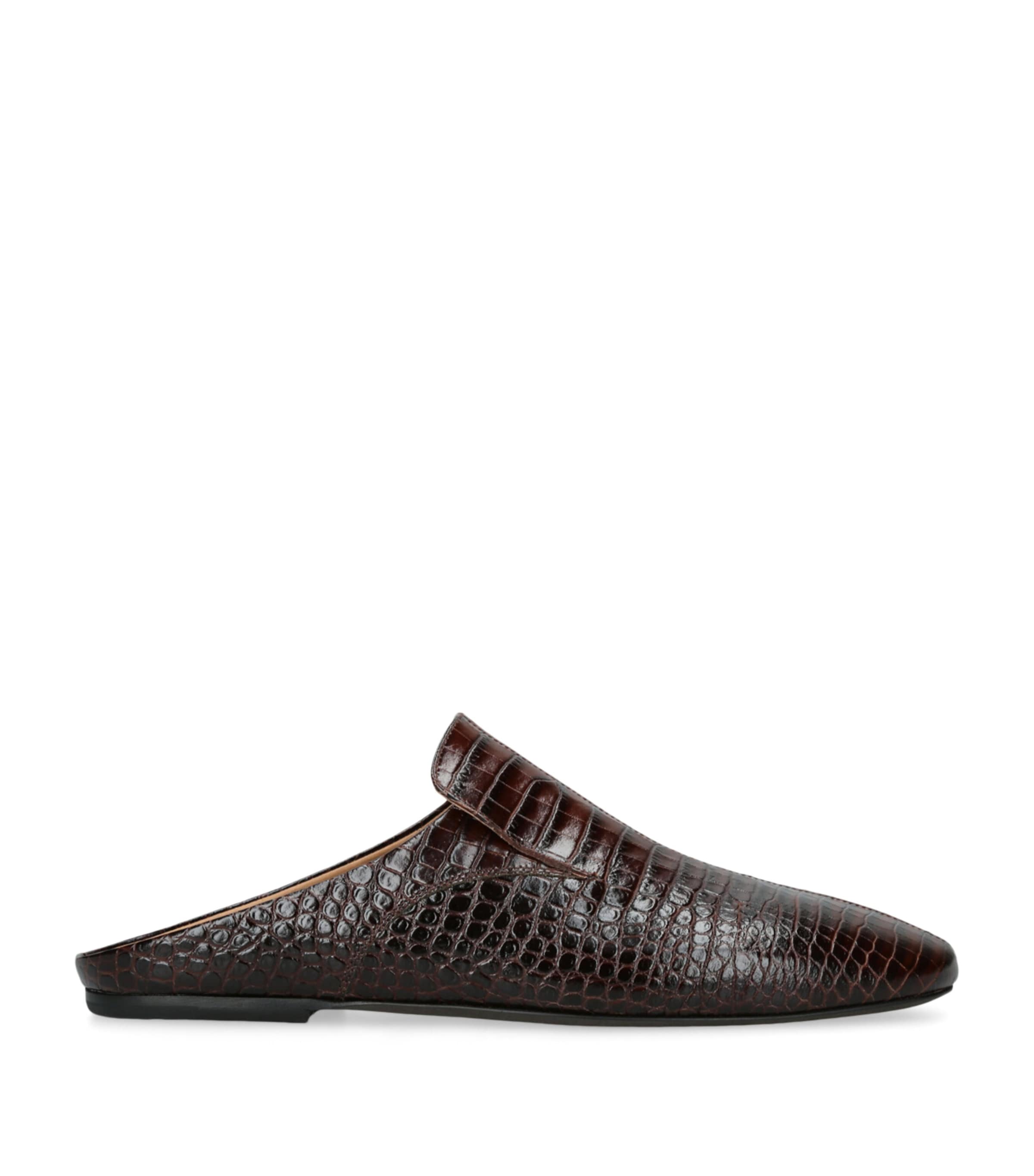 DRIES VAN NOTEN Croc-Embossed Leather Mules Dark Brown Image 1