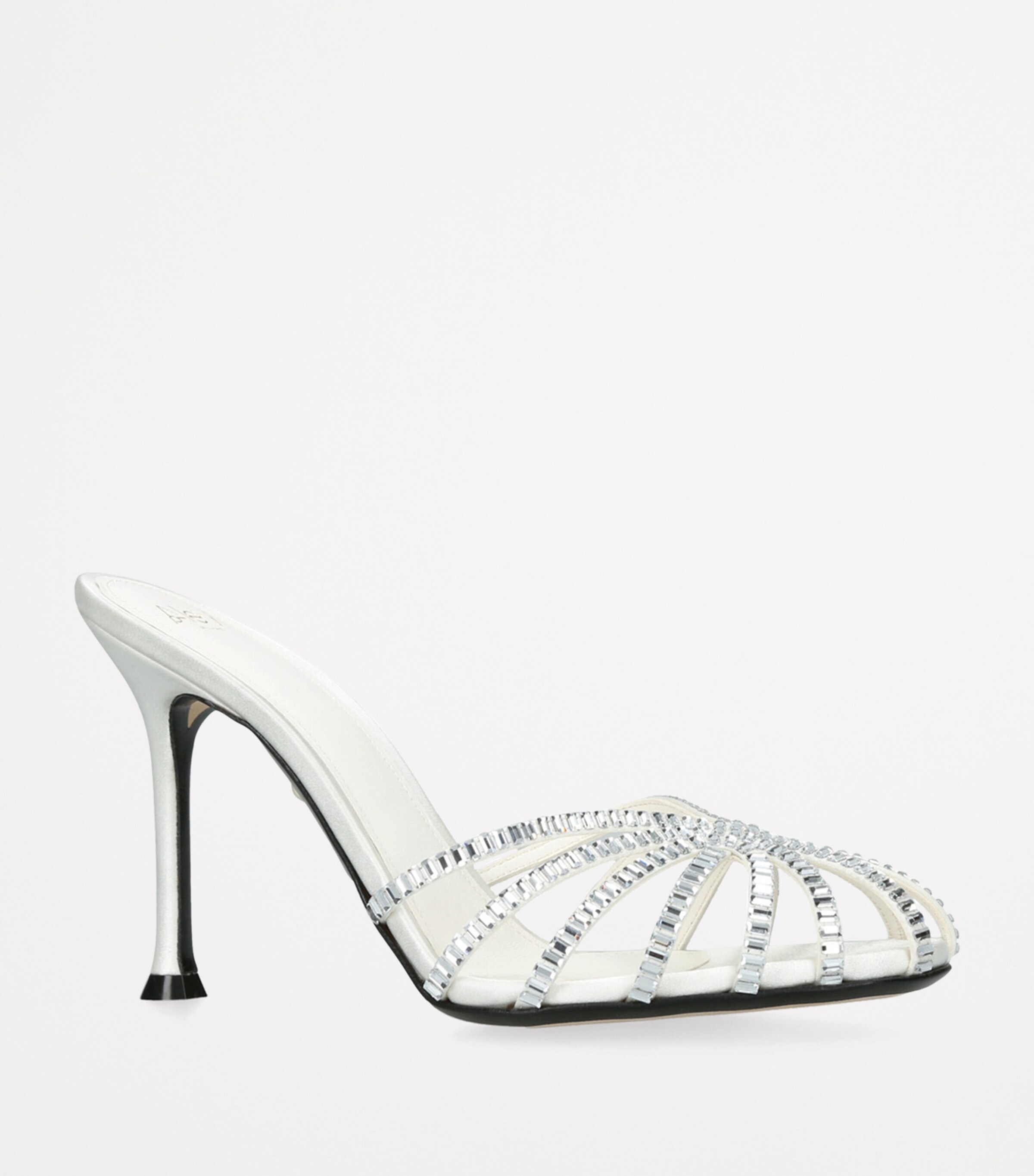 Alevì Satin Soraya Heeled Mules 95 White Image 3