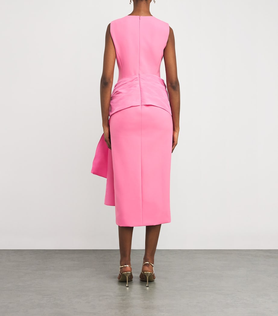 Silk-Trim Cocktail Midi Dress 031 HAPPY PINK Image 3