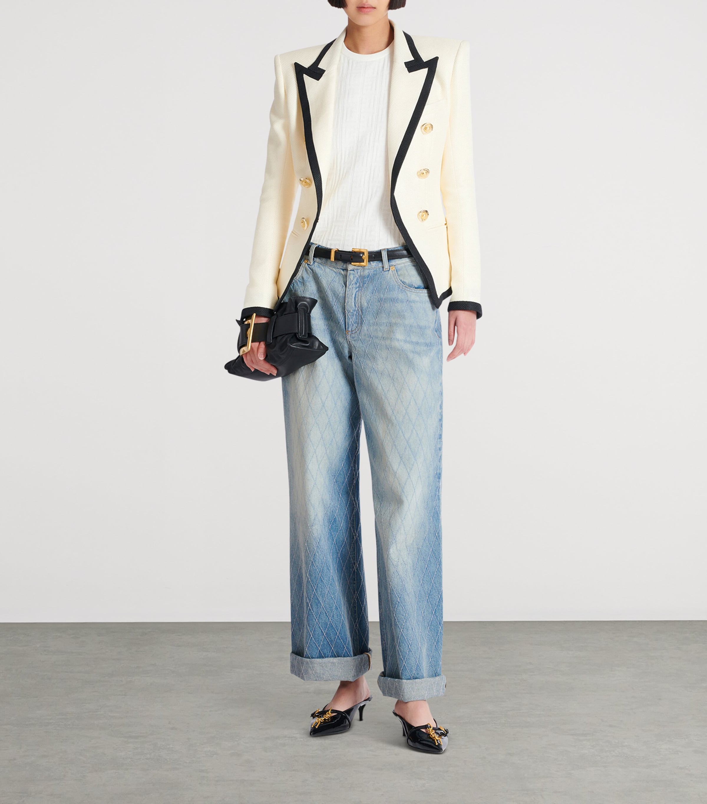 Button-Trim Monogram Sweater 0KA NATUREL Image 3