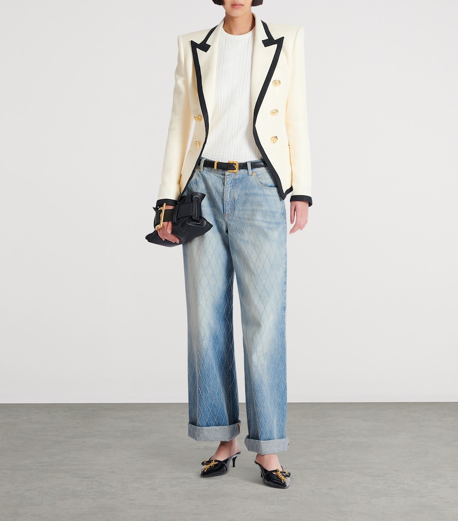 Button-Trim Monogram Sweater 0KA NATUREL Image 3