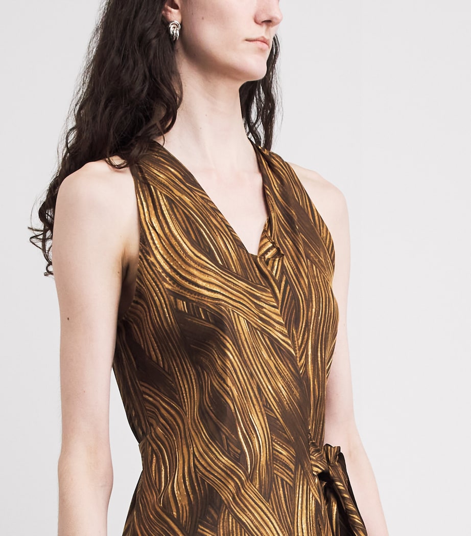 RETORI Womens Silk Grass Waves Maxi Dress Camel Image 3
