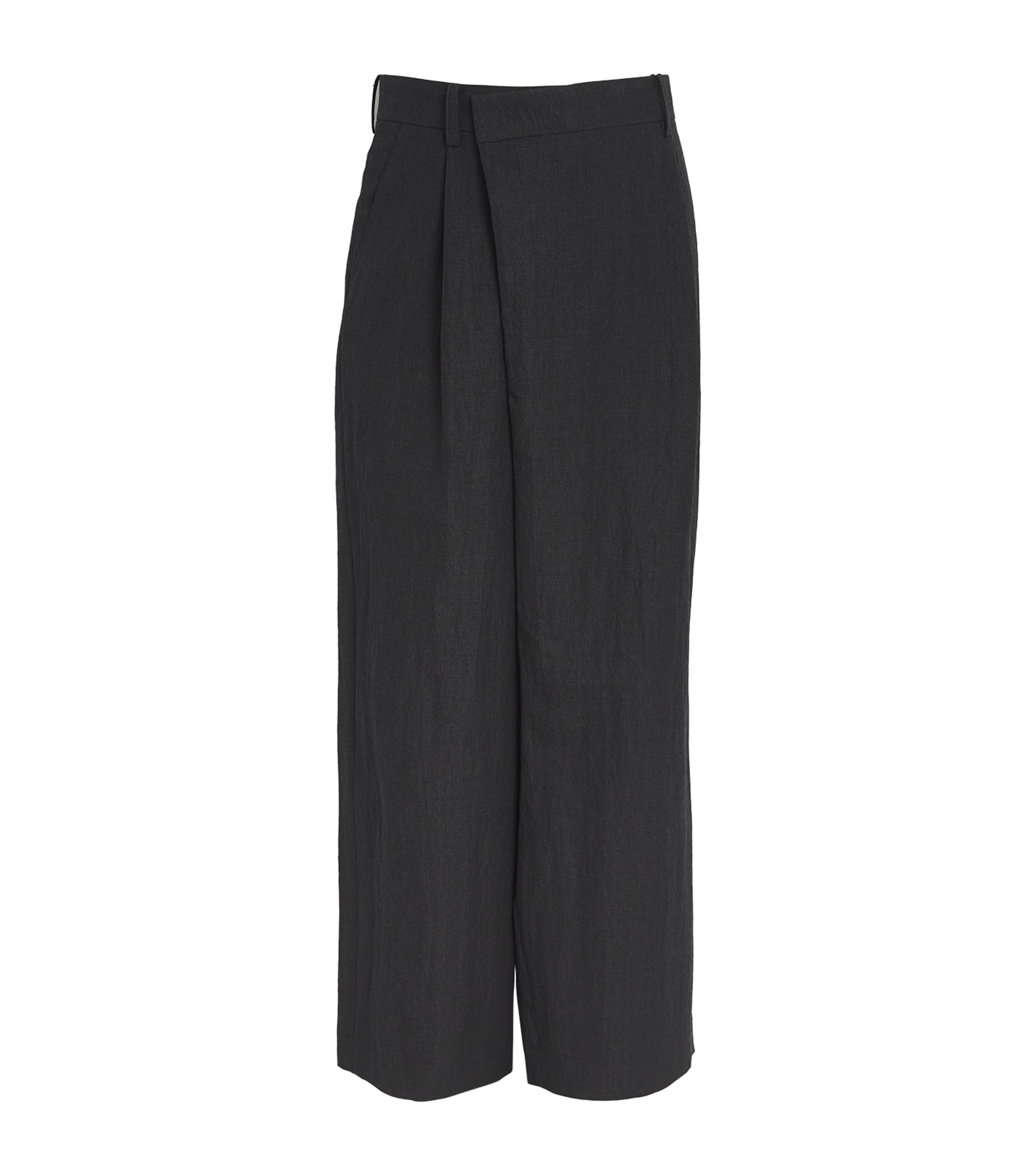 Juunj Washed Wool Asymmetric Trousers In Grey