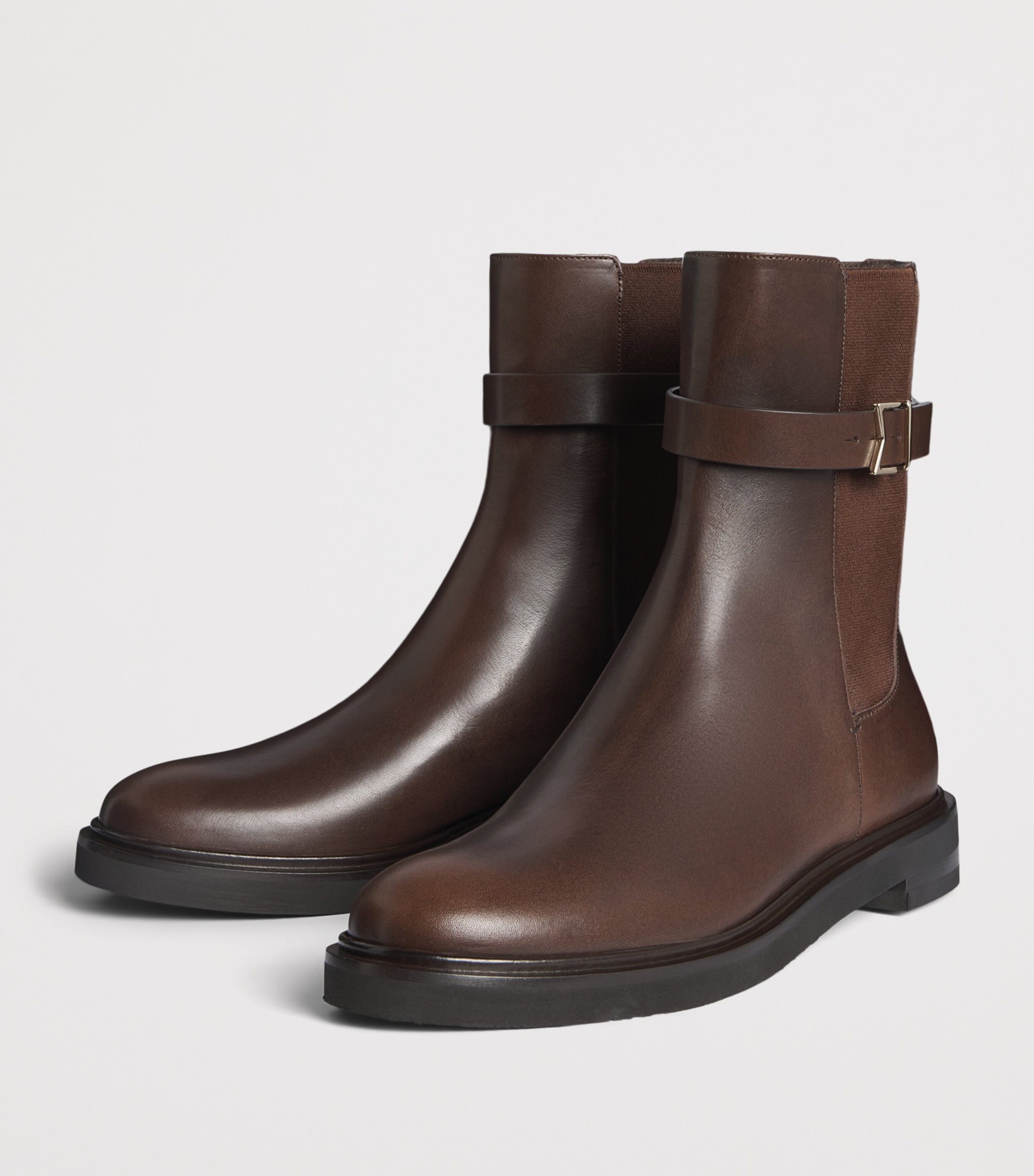 Max Mara Leather Chelsea Boots Dark Brown Image 3